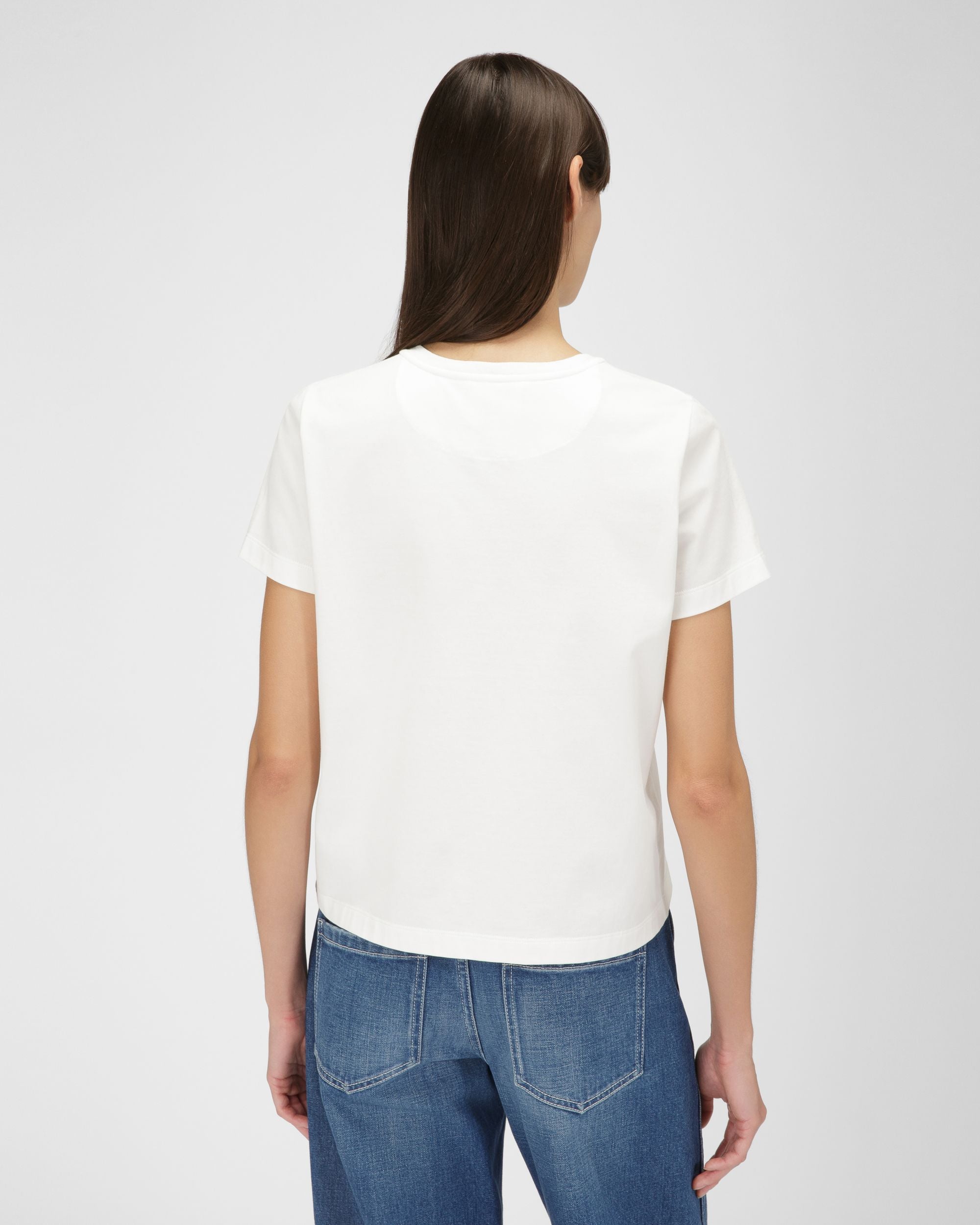 T-Shirt Aus Elfenbeinfarbener Baumwolle - Damen - Bally - 03