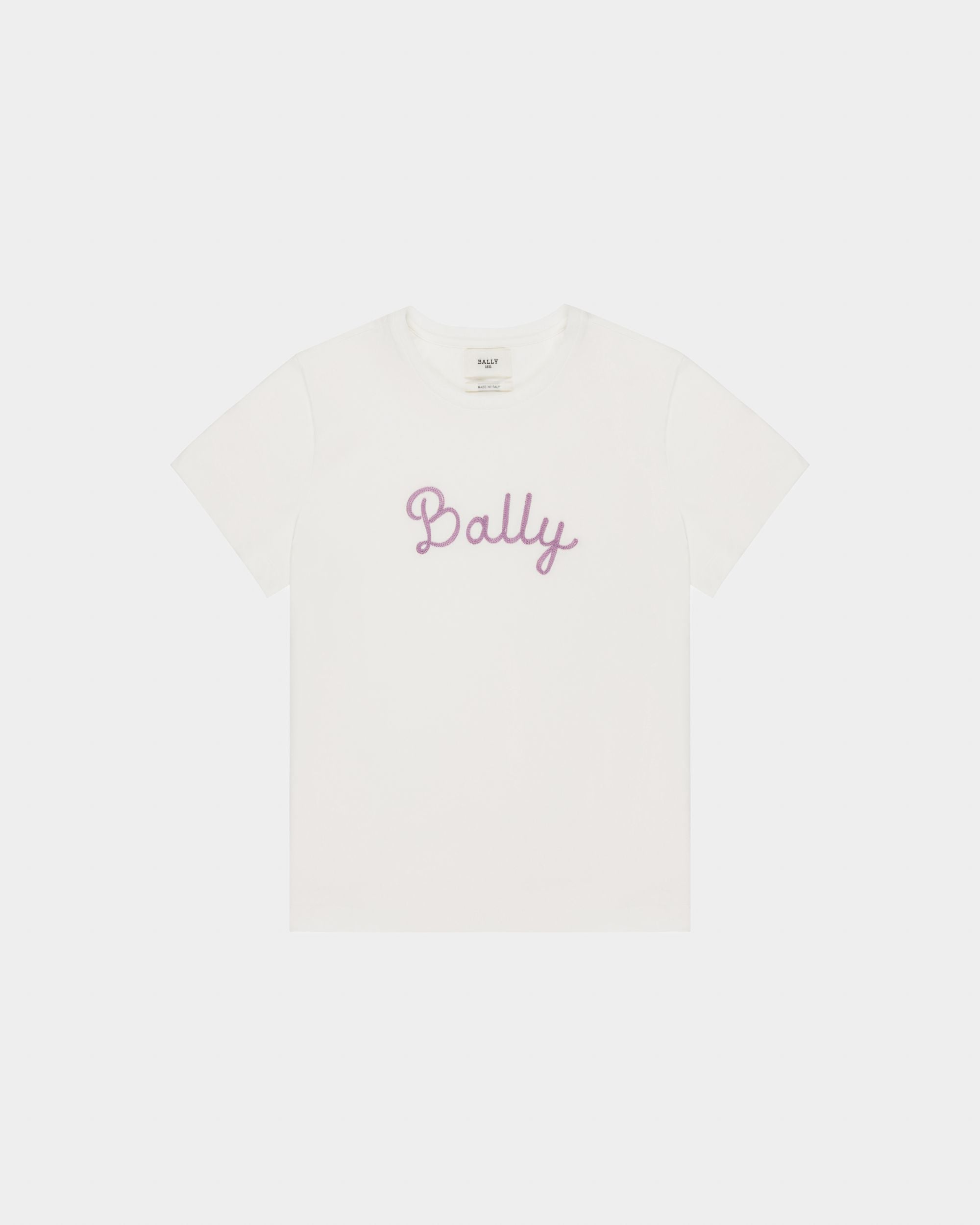 T-Shirt Aus Elfenbeinfarbener Baumwolle - Damen - Bally - 04