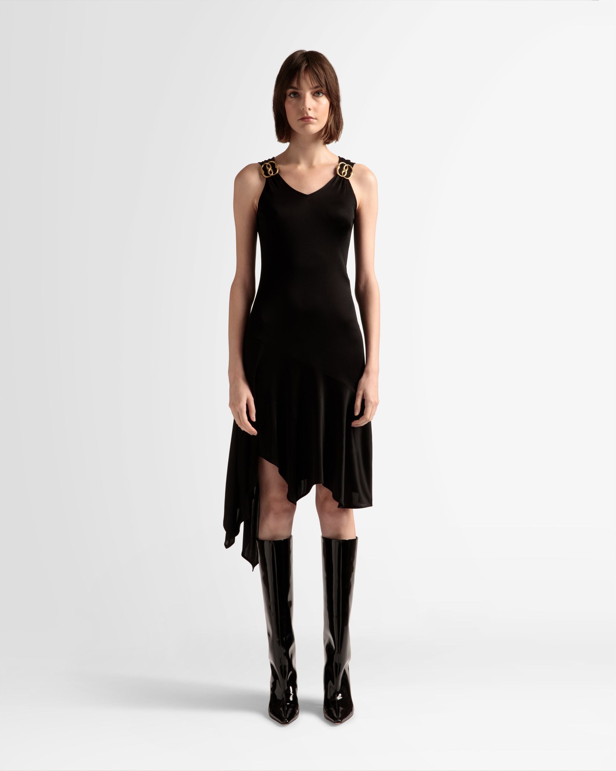 Asymmetrisches Kleid Aus schwarzem Viskosegemisch - Damen - Bally - 02