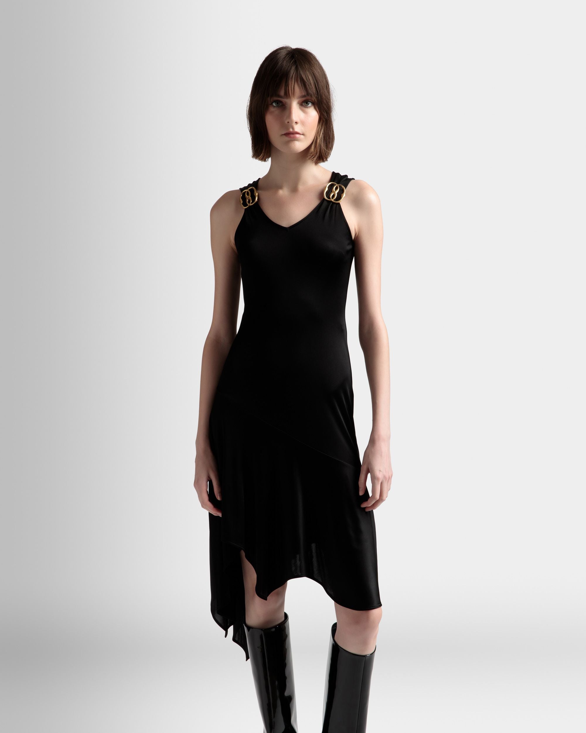 Asymmetrisches Kleid Aus schwarzem Viskosegemisch - Damen - Bally - 03
