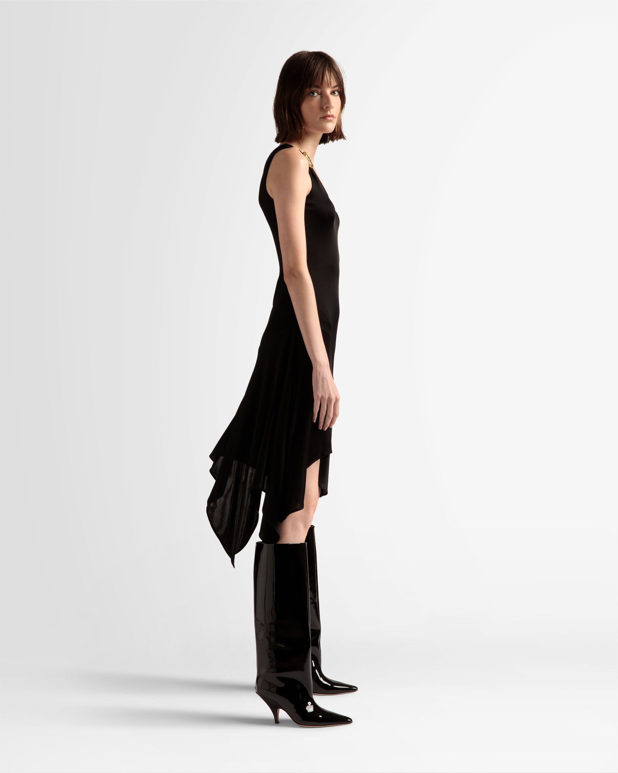 Asymmetrisches Kleid Aus schwarzem Viskosegemisch - Damen - Bally - 05