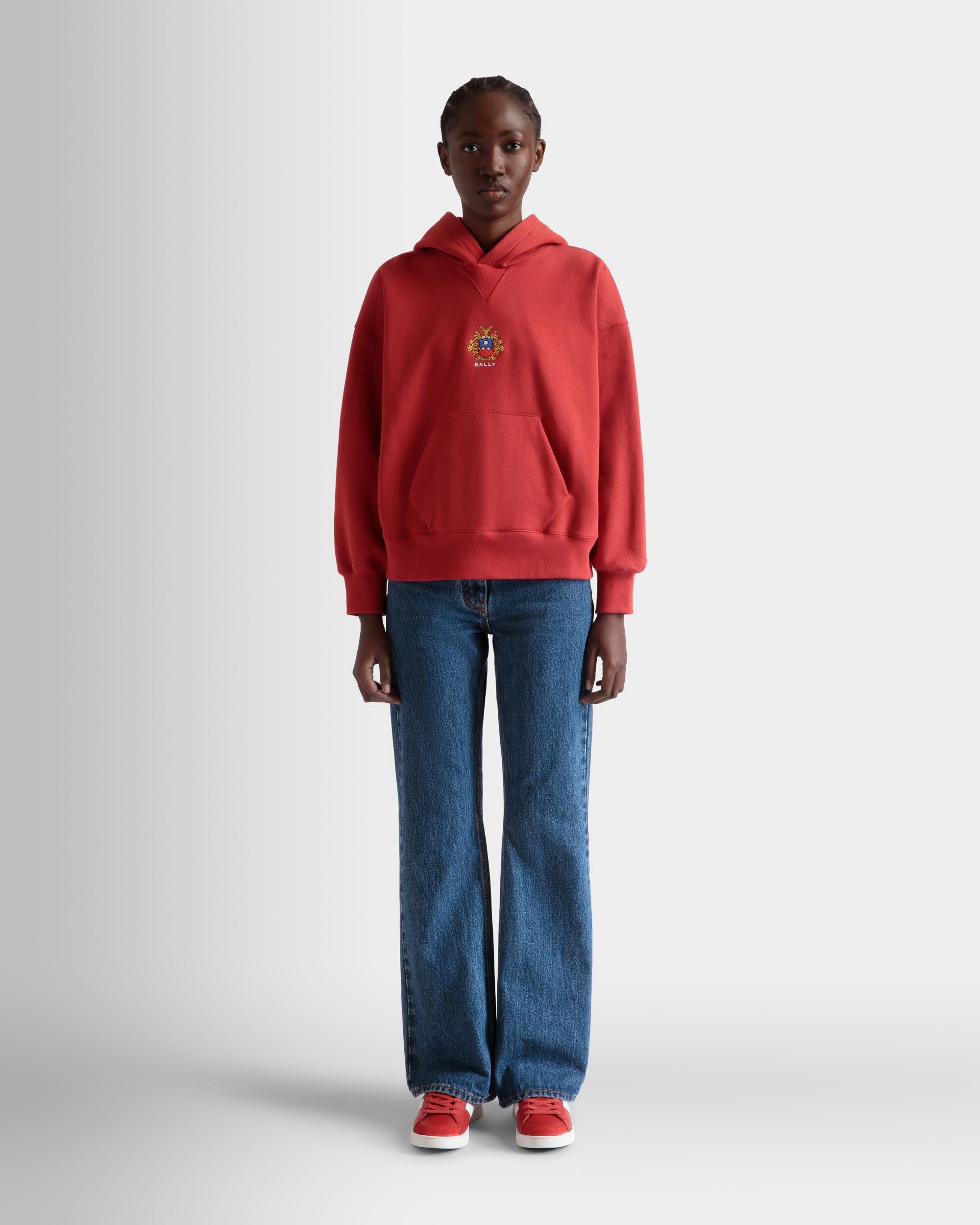 Kapuzenpullover Aus Baumwolle In Candy Red Mit Bally Crest Logo - Damen - Bally - 02