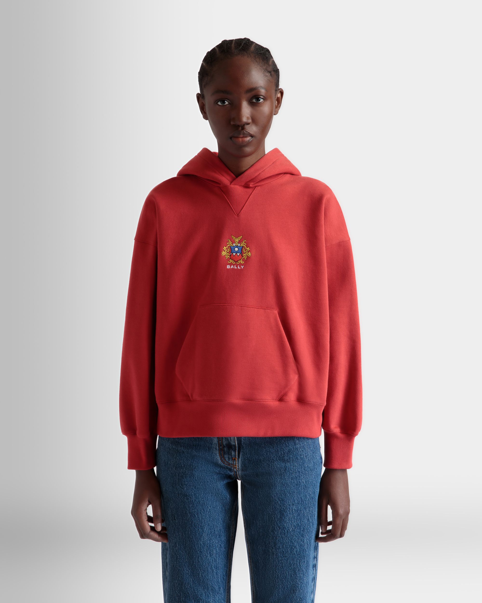 Kapuzenpullover Aus Baumwolle In Candy Red Mit Bally Crest Logo - Damen - Bally - 03