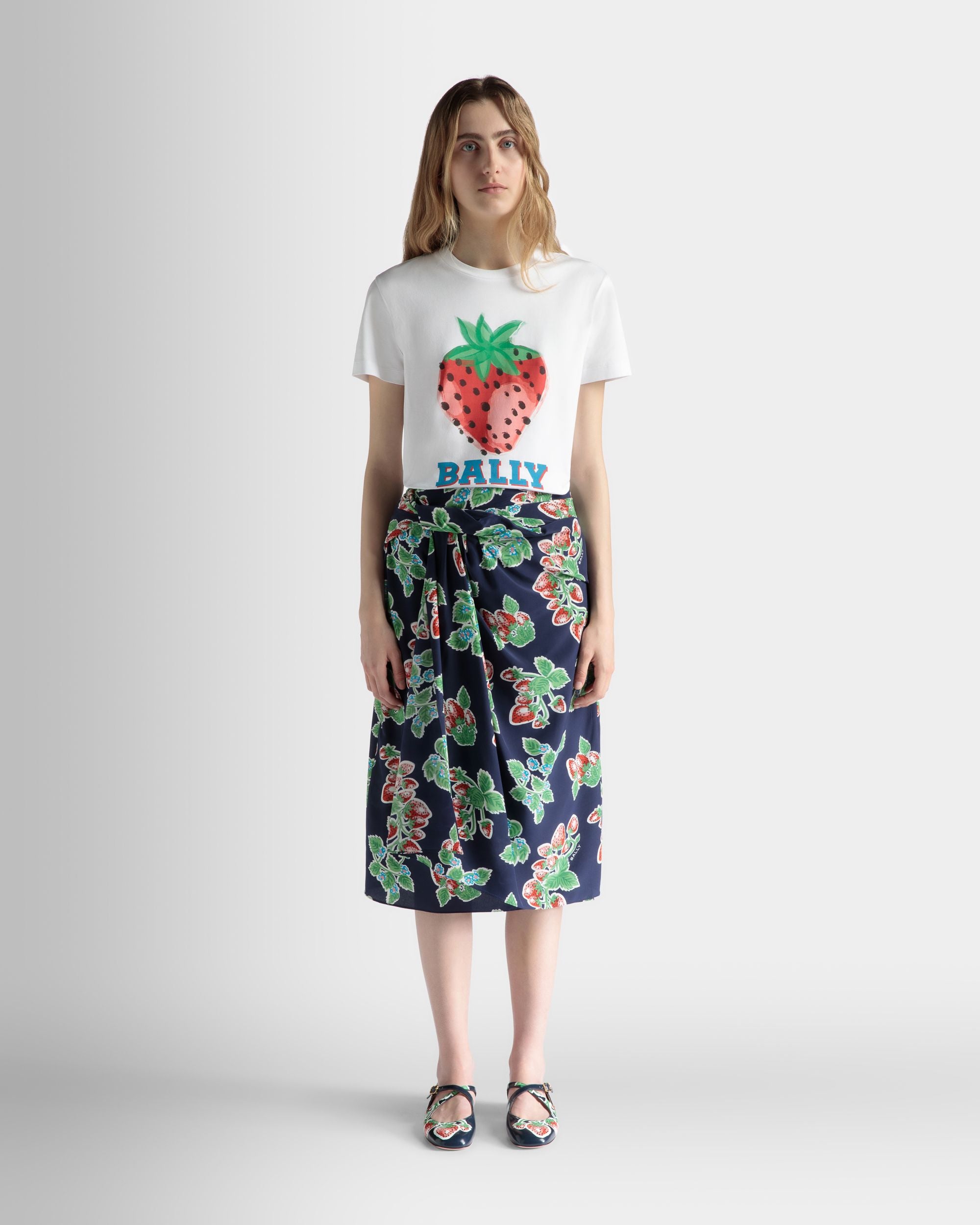 Bedrucktes T-Shirt Aus Baumwolle In Strawberry - Damen - Bally - 02