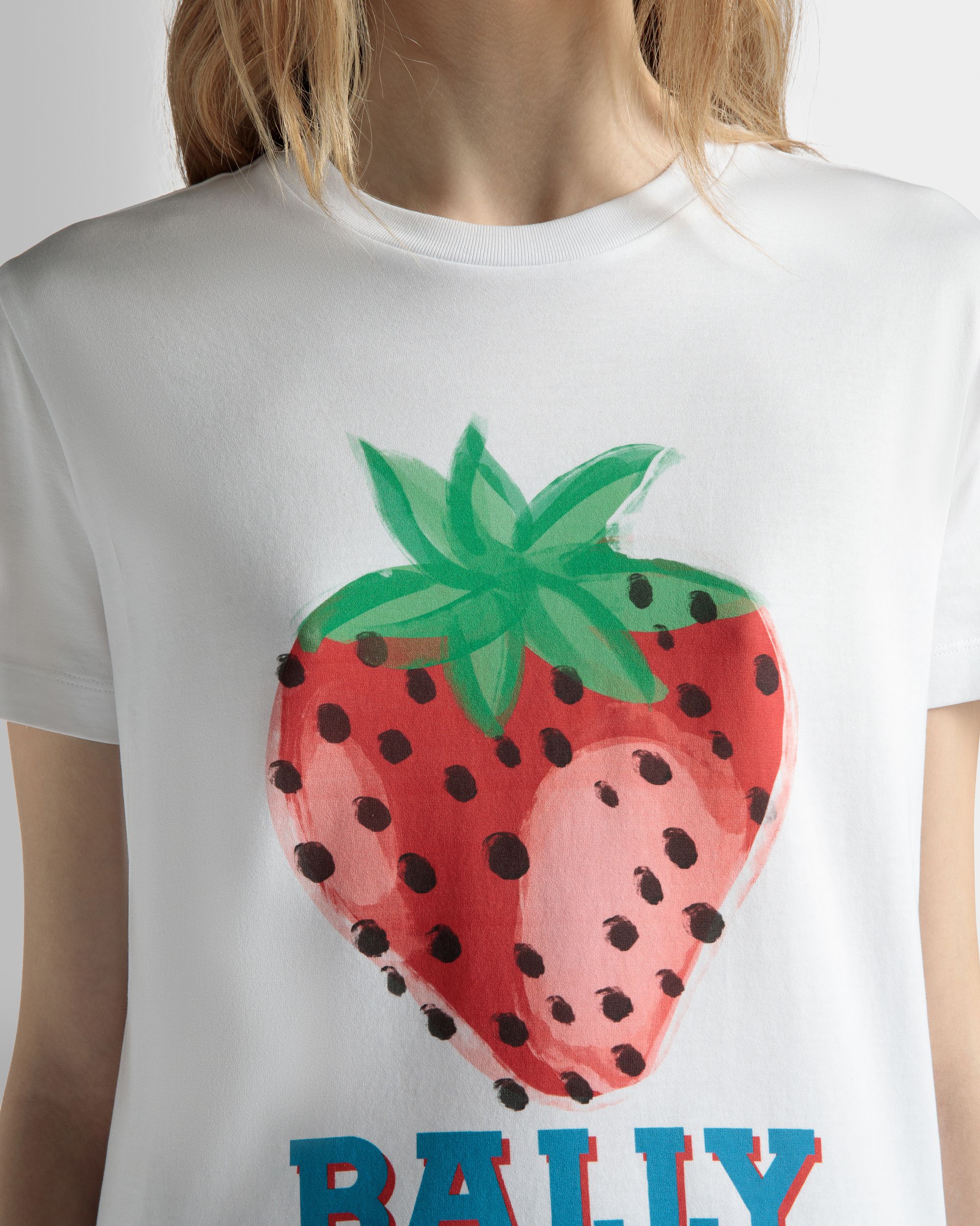Bedrucktes T-Shirt Aus Baumwolle In Strawberry - Damen - Bally - 04