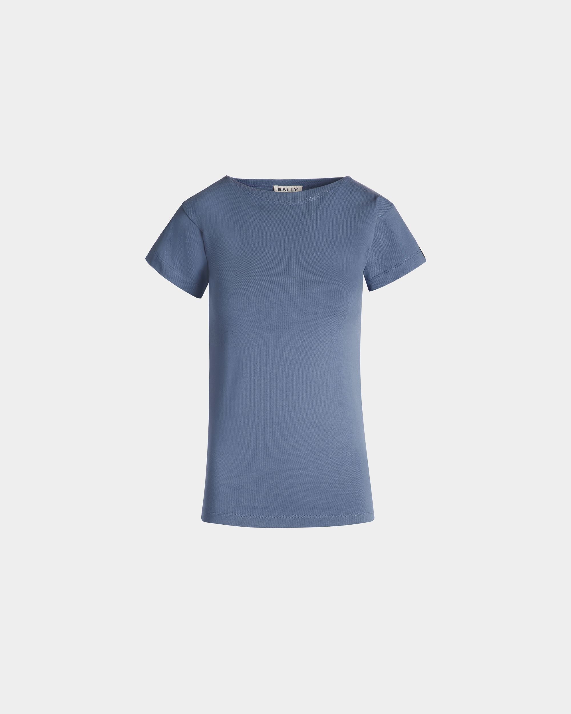 T-Shirt En Coton Light Blue - Femme - Bally - 01