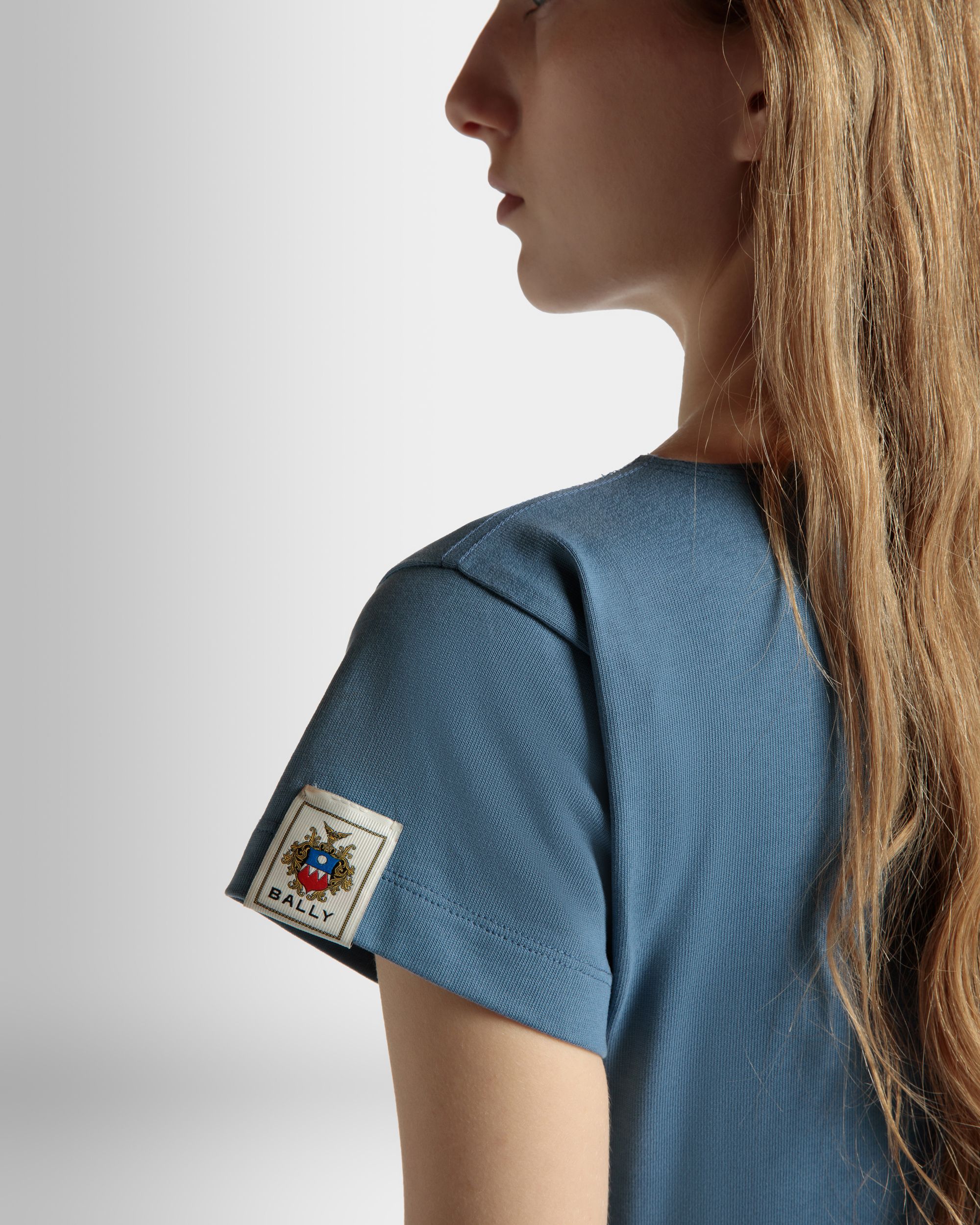 T-Shirt En Coton Light Blue - Femme - Bally - 04