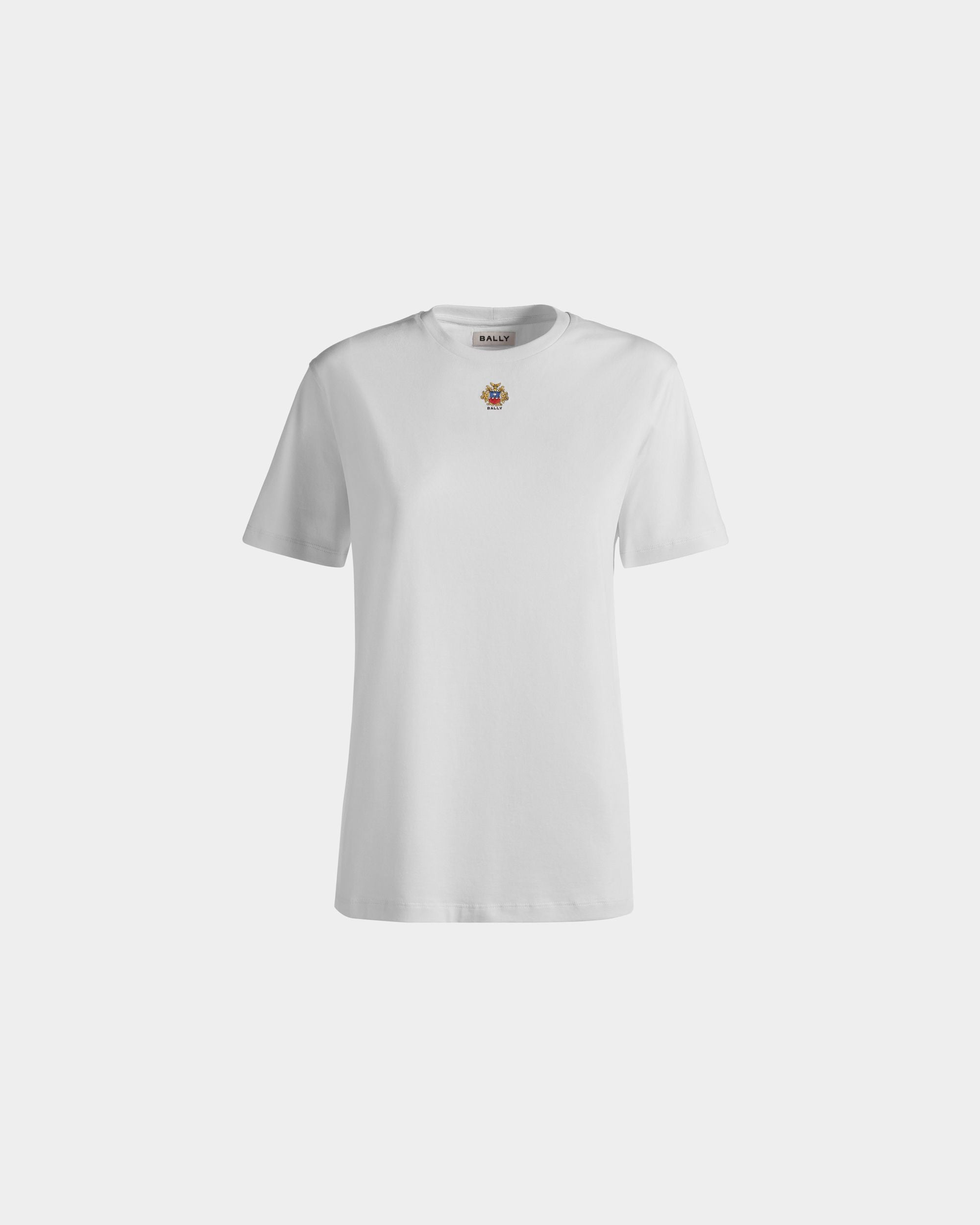 T-Shirt With Bally Crest Logo In White Cotton - Women's - Bally - 01