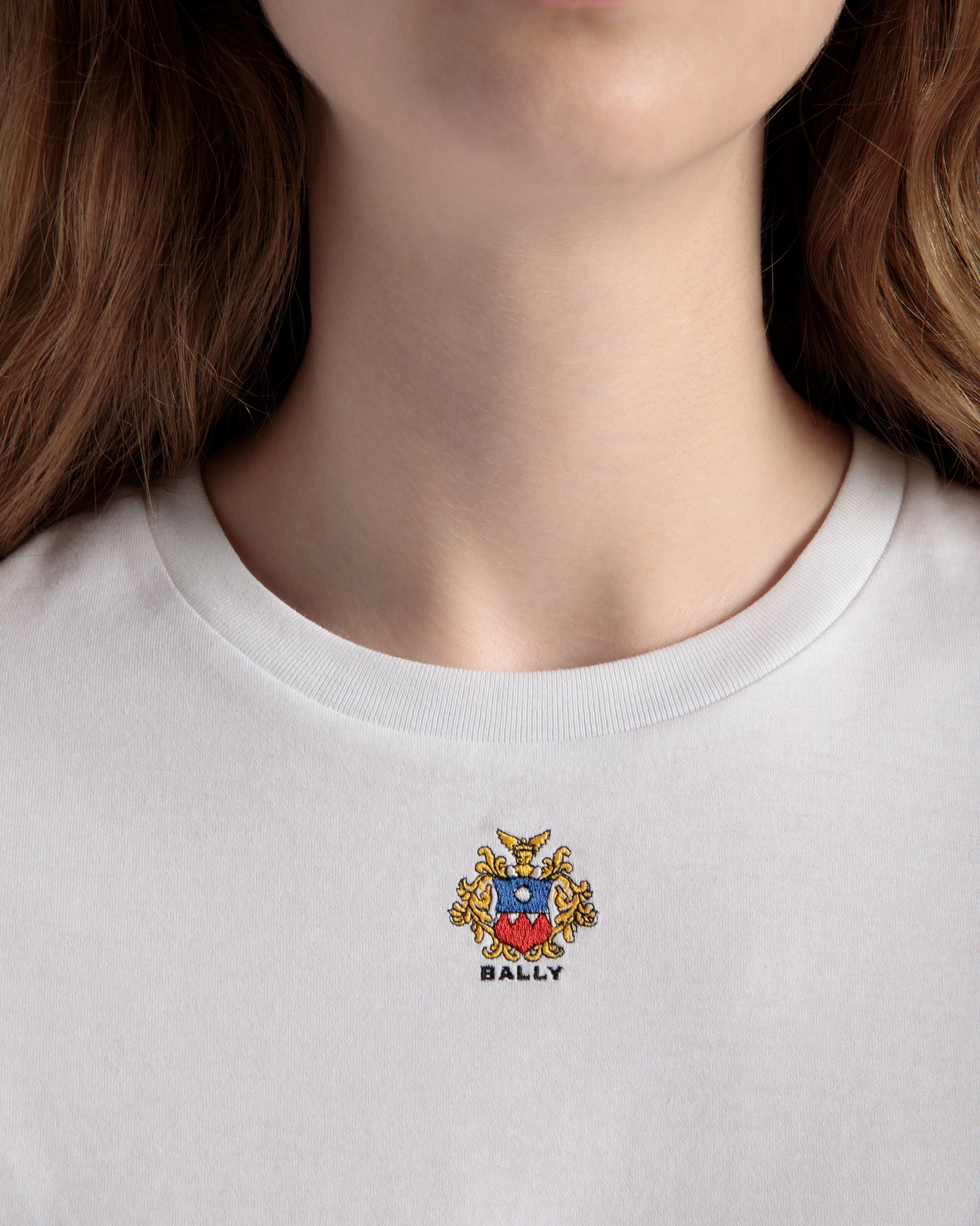 T-Shirt With Bally Crest Logo In White Cotton - Women's - Bally - 04