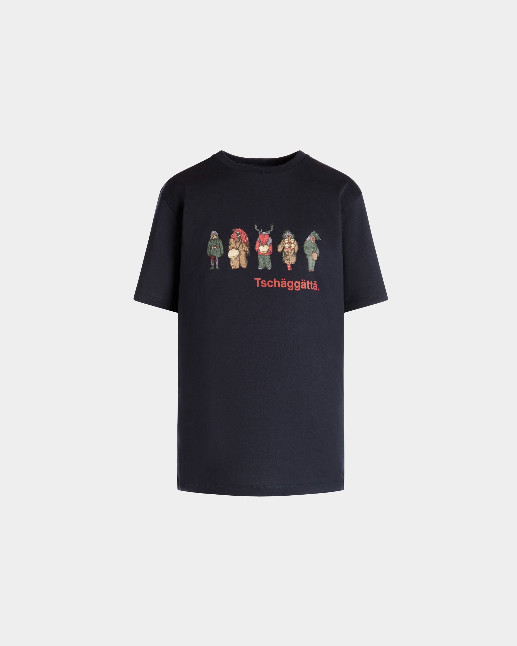 T-Shirt In Cotone Navy Blue Con Stampe Forest Mask - Donna - Bally - 01