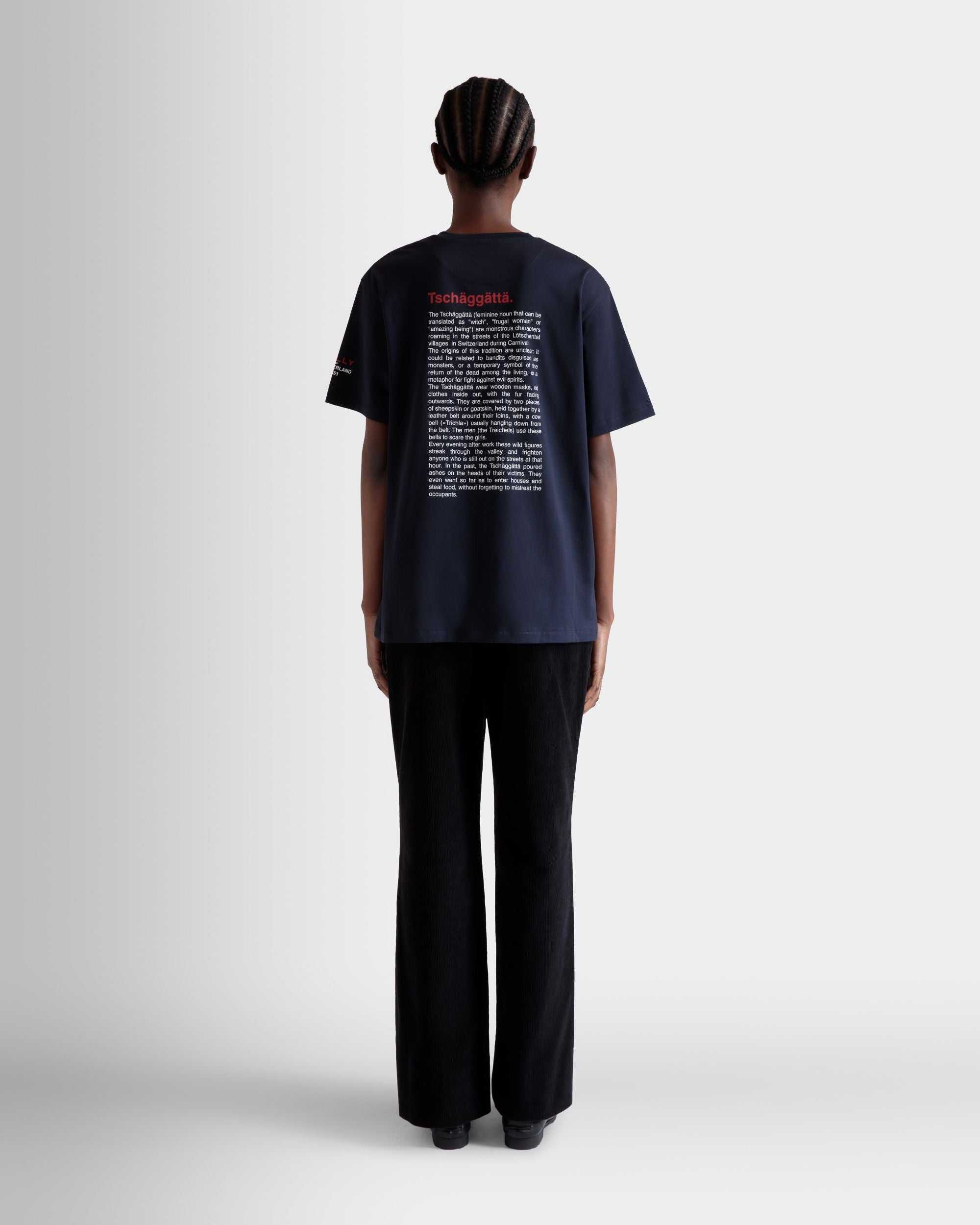 T-Shirt In Cotone Navy Blue Con Stampe Forest Mask - Donna - Bally - 06
