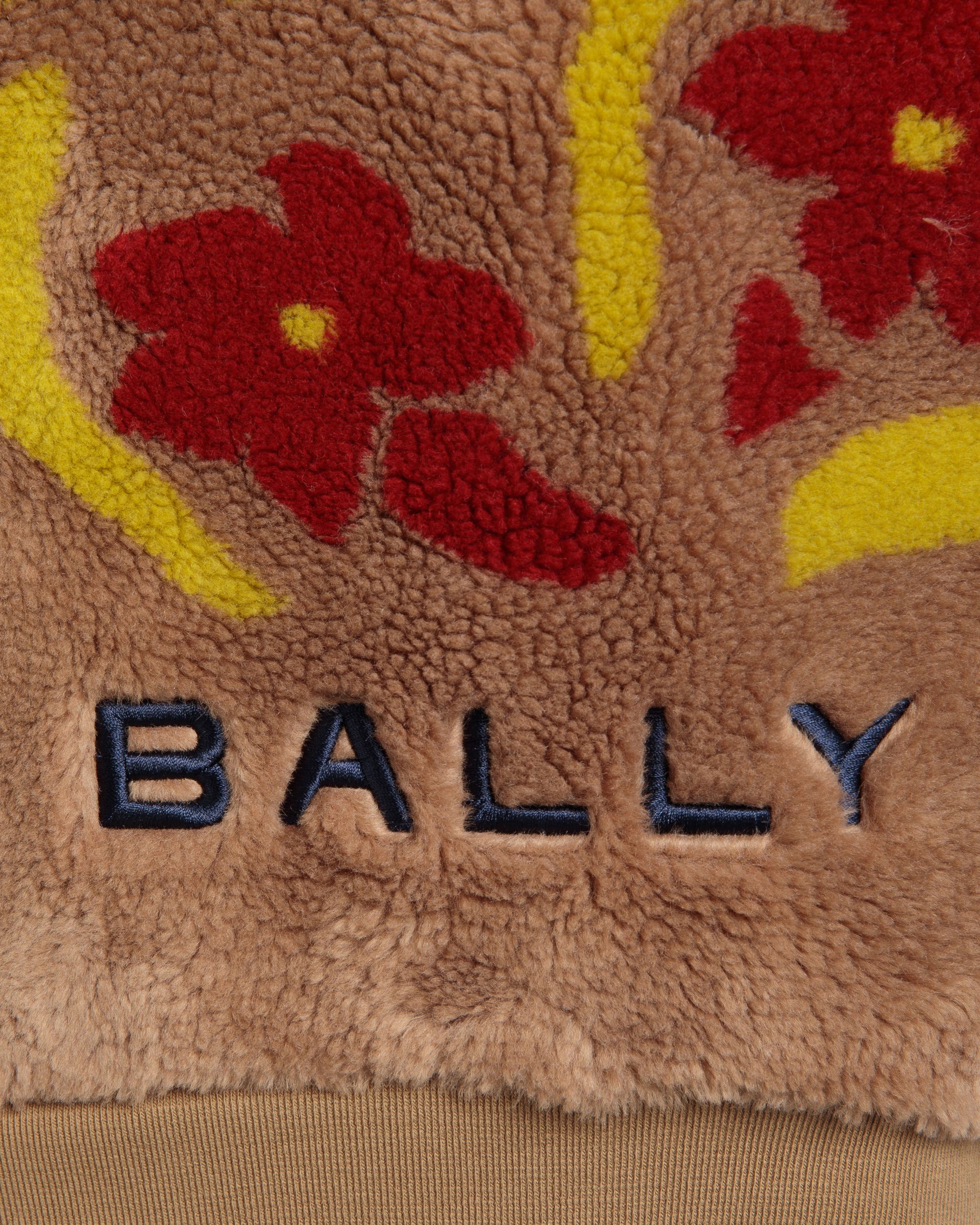 Winter Capsule Half Zip Sweatshirt With Alpine Flowers in Camel Fleece - Women's - Bally - 04
