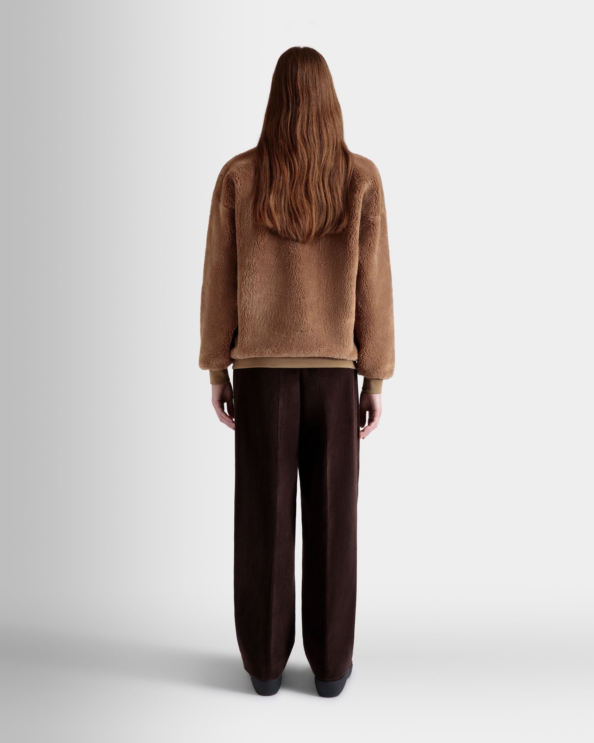 Winter Capsule Half Zip Sweatshirt With Alpine Flowers in Camel Fleece - Women's - Bally - 06