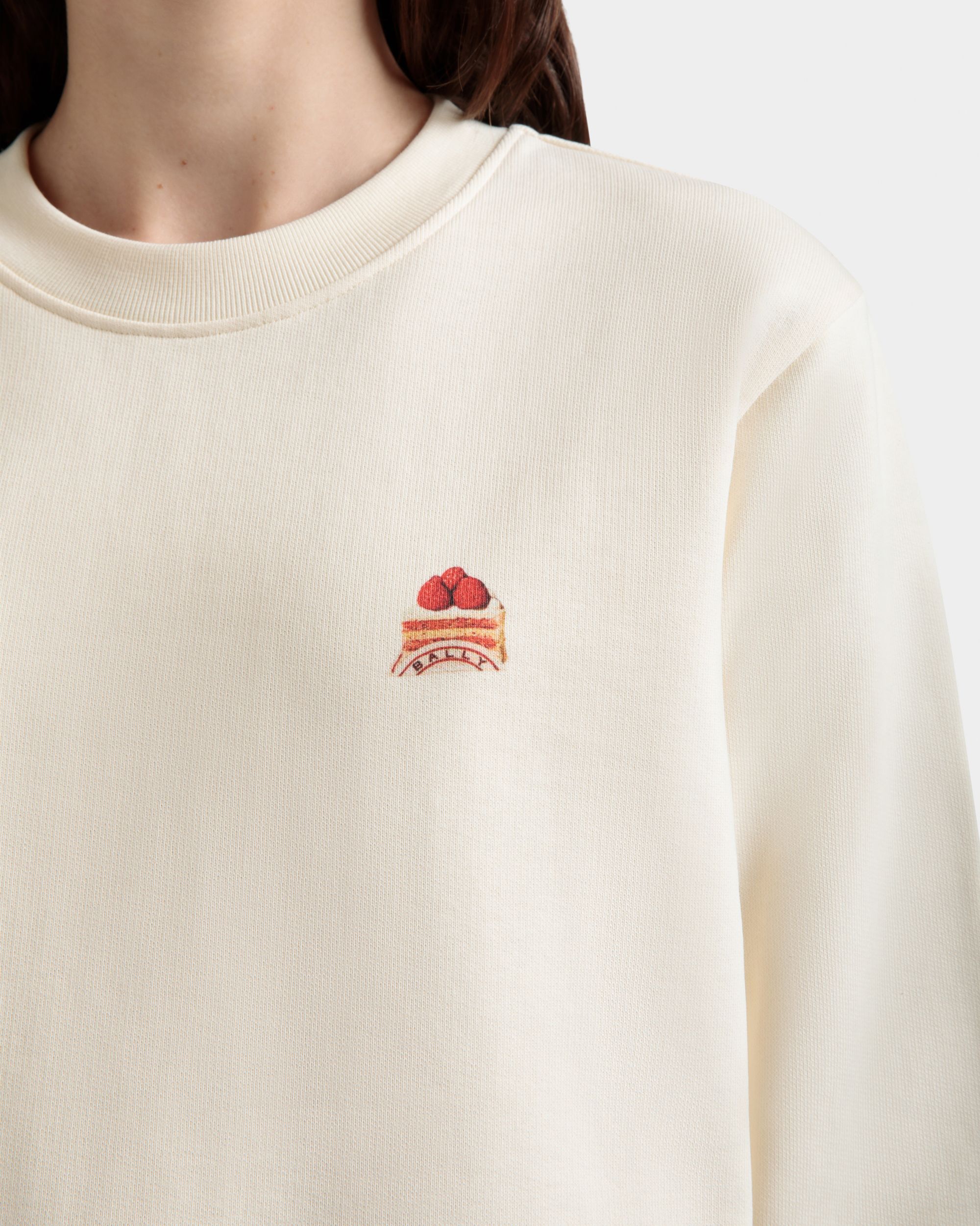 Sweatshirt Mit Rundhalsausschnitt Und Bally Cake Aus Baumwolle In Elfenbein - Women's - Bally - 03