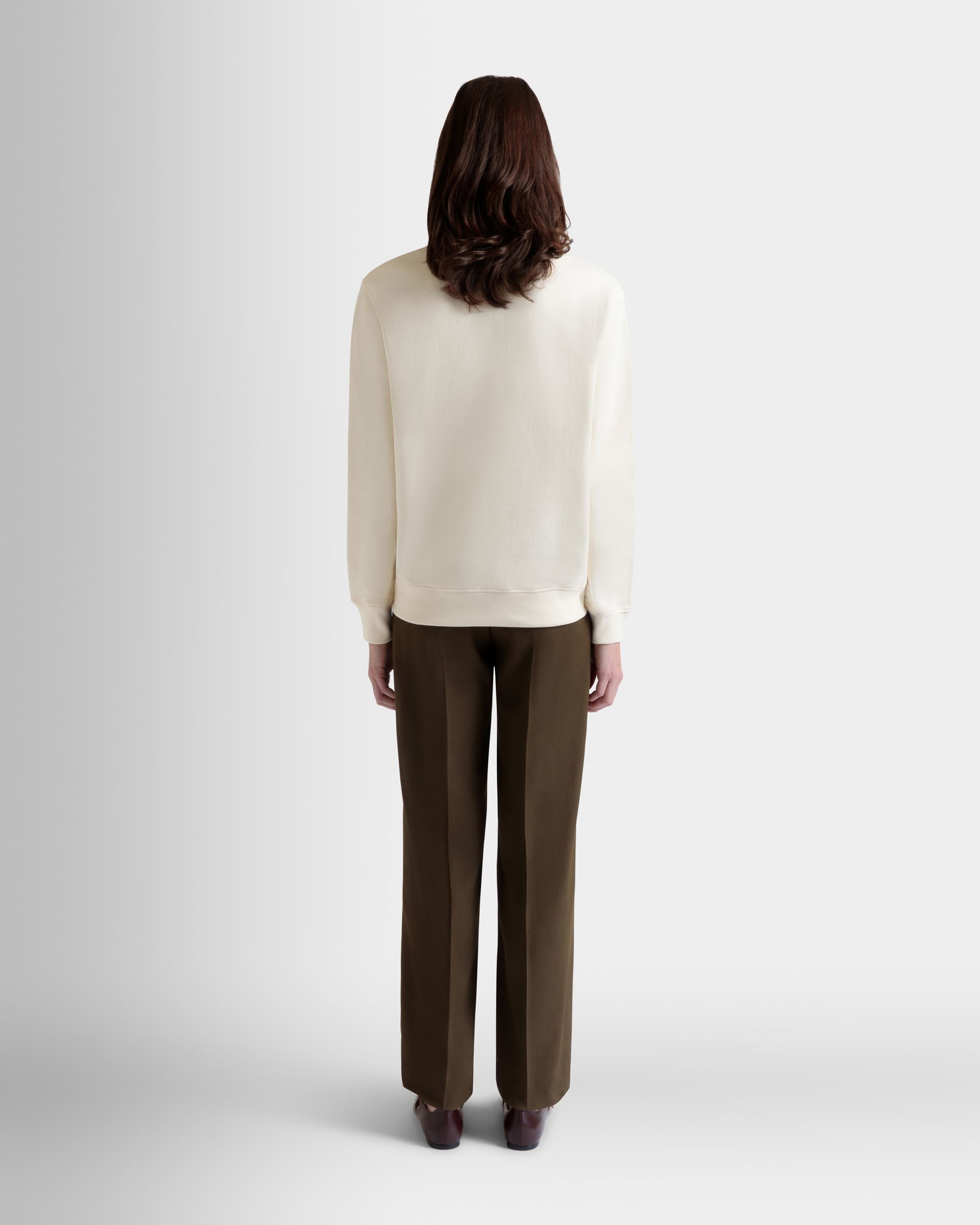 Sweatshirt Mit Rundhalsausschnitt Und Bally Cake Aus Baumwolle In Elfenbein - Femme - Bally - 07