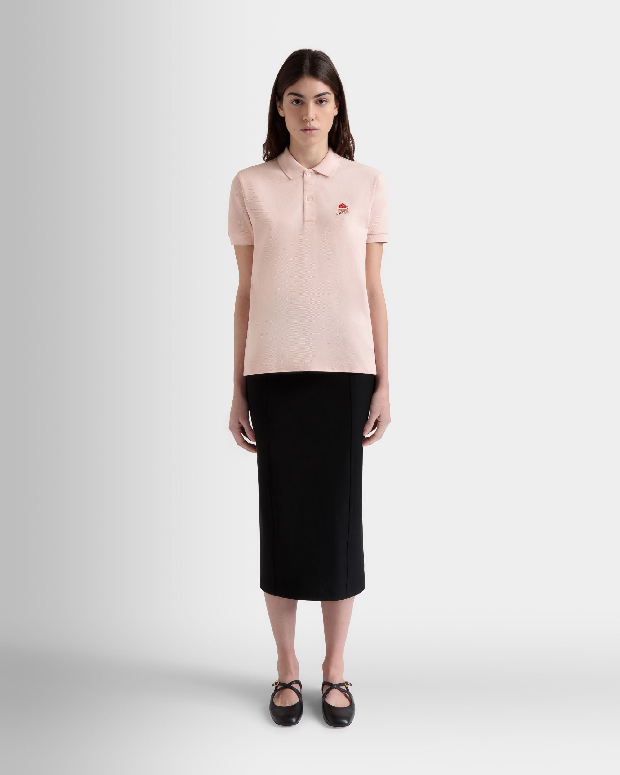 Polo Shirt with a Bally Cake in Dusty Petal Cotton - Women's - Bally - 02