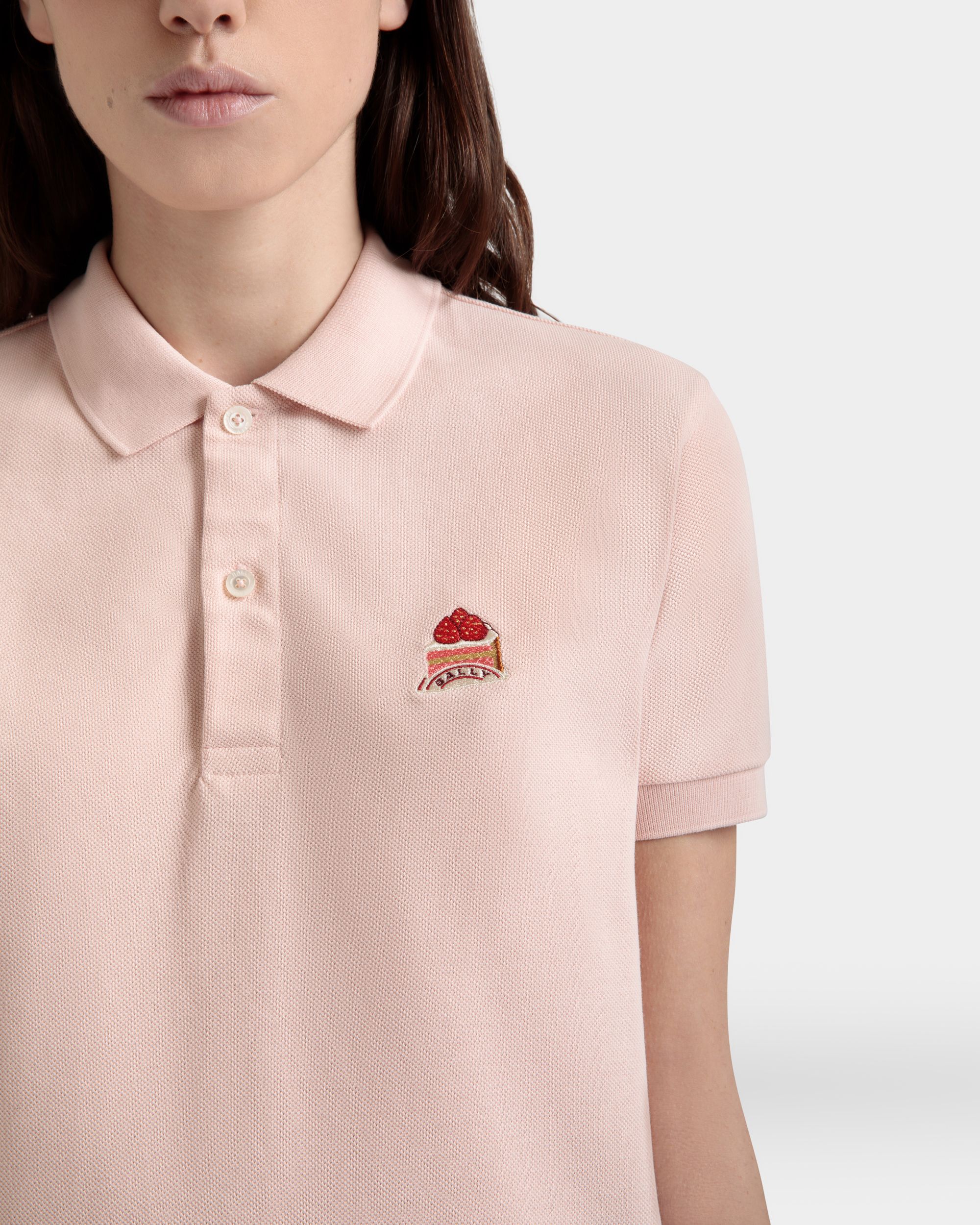 Polo Shirt with a Bally Cake in Dusty Petal Cotton - Women's - Bally - 03