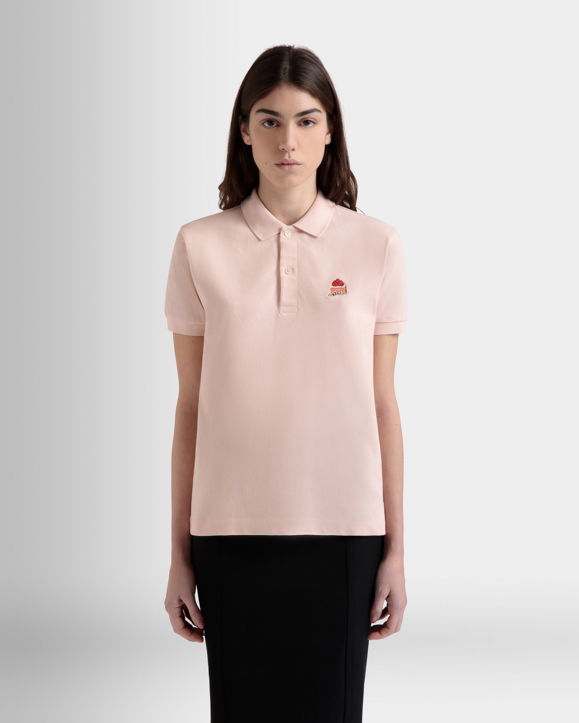 Polo Shirt with a Bally Cake in Dusty Petal Cotton - Women's - Bally - 08