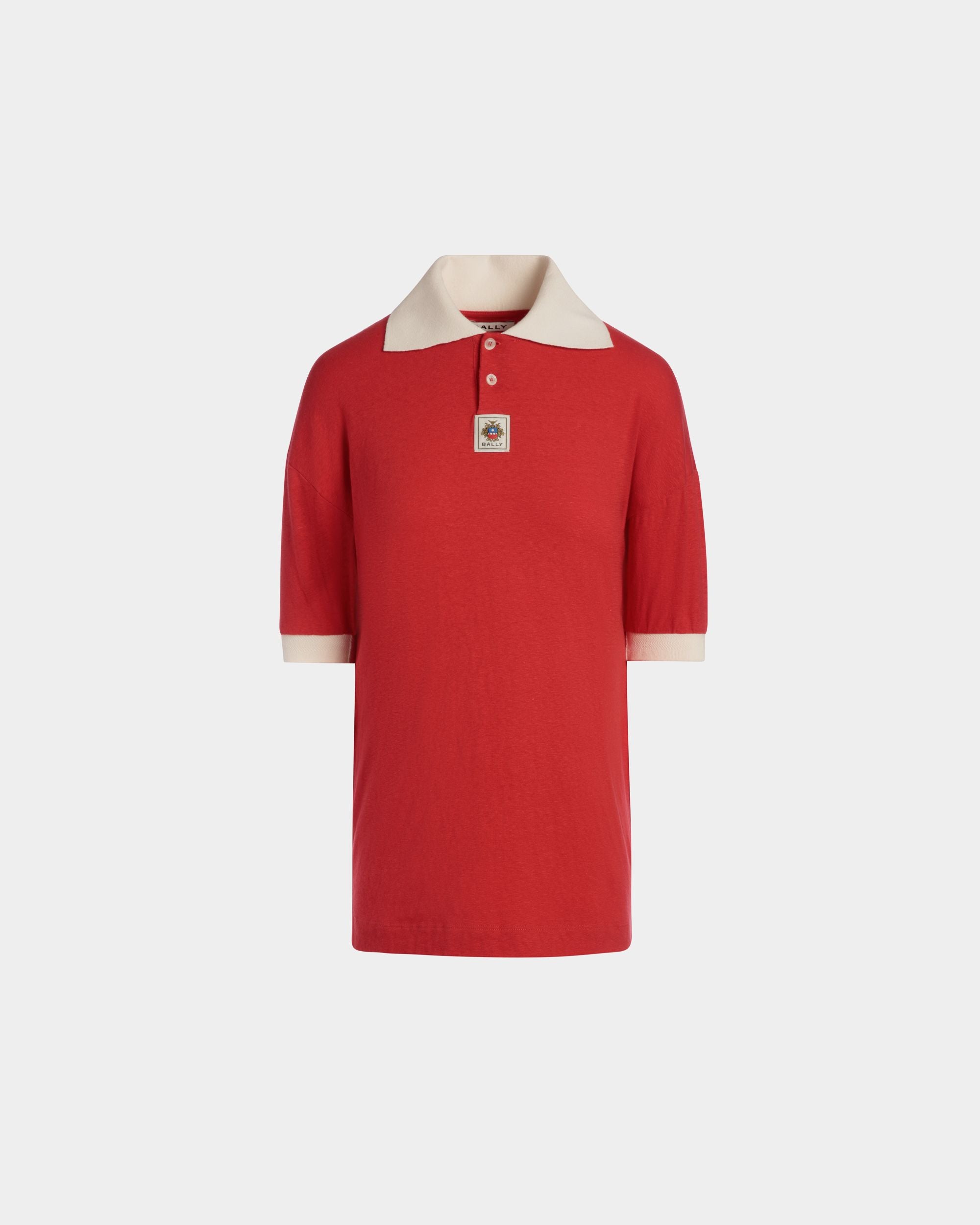 Polo With Bally Crest Logo in Red Cotton - Women's - Bally - 01