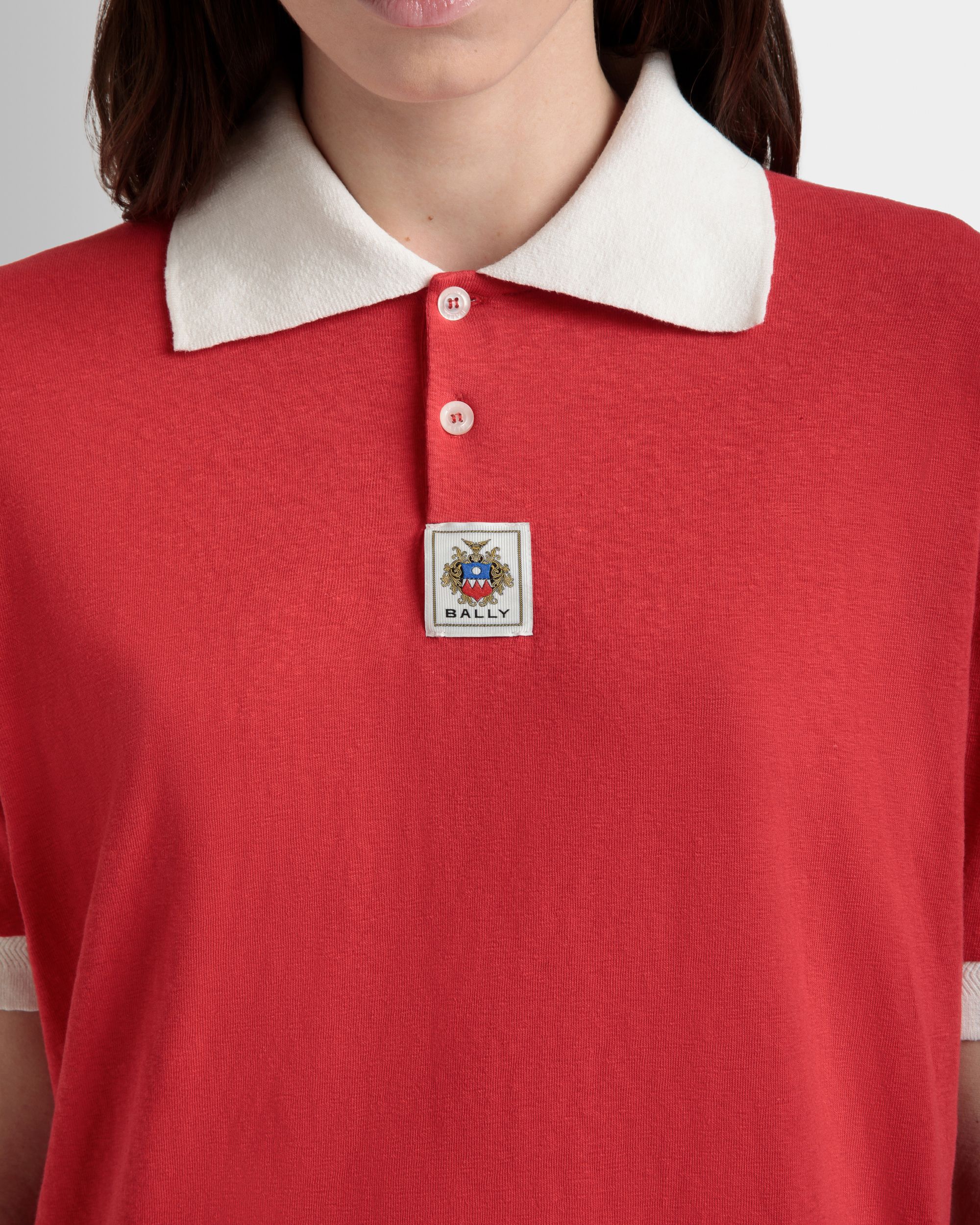 Poloshirt Mit BallyCrest-Wappen Aus Baumwolle In Rot - Women's - Bally - 03