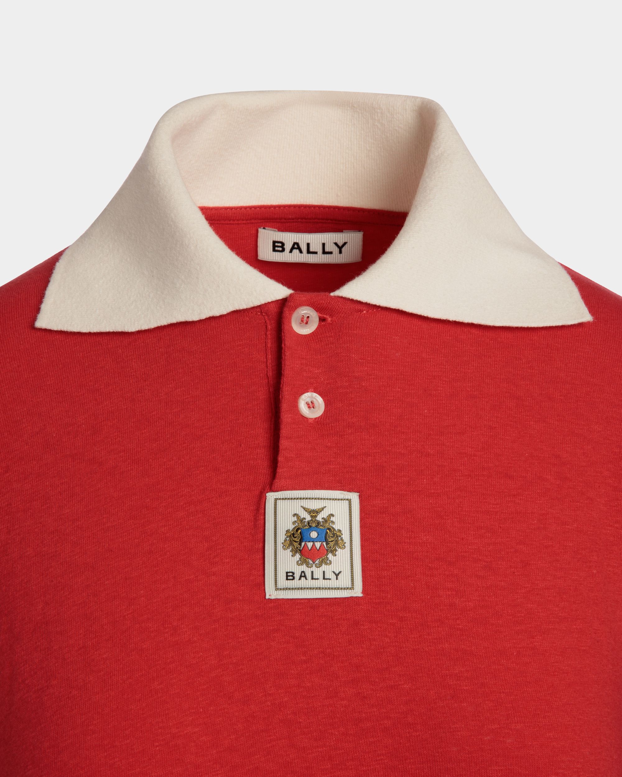 Polo With Bally Crest Logo in Red Cotton - Women's - Bally - 04