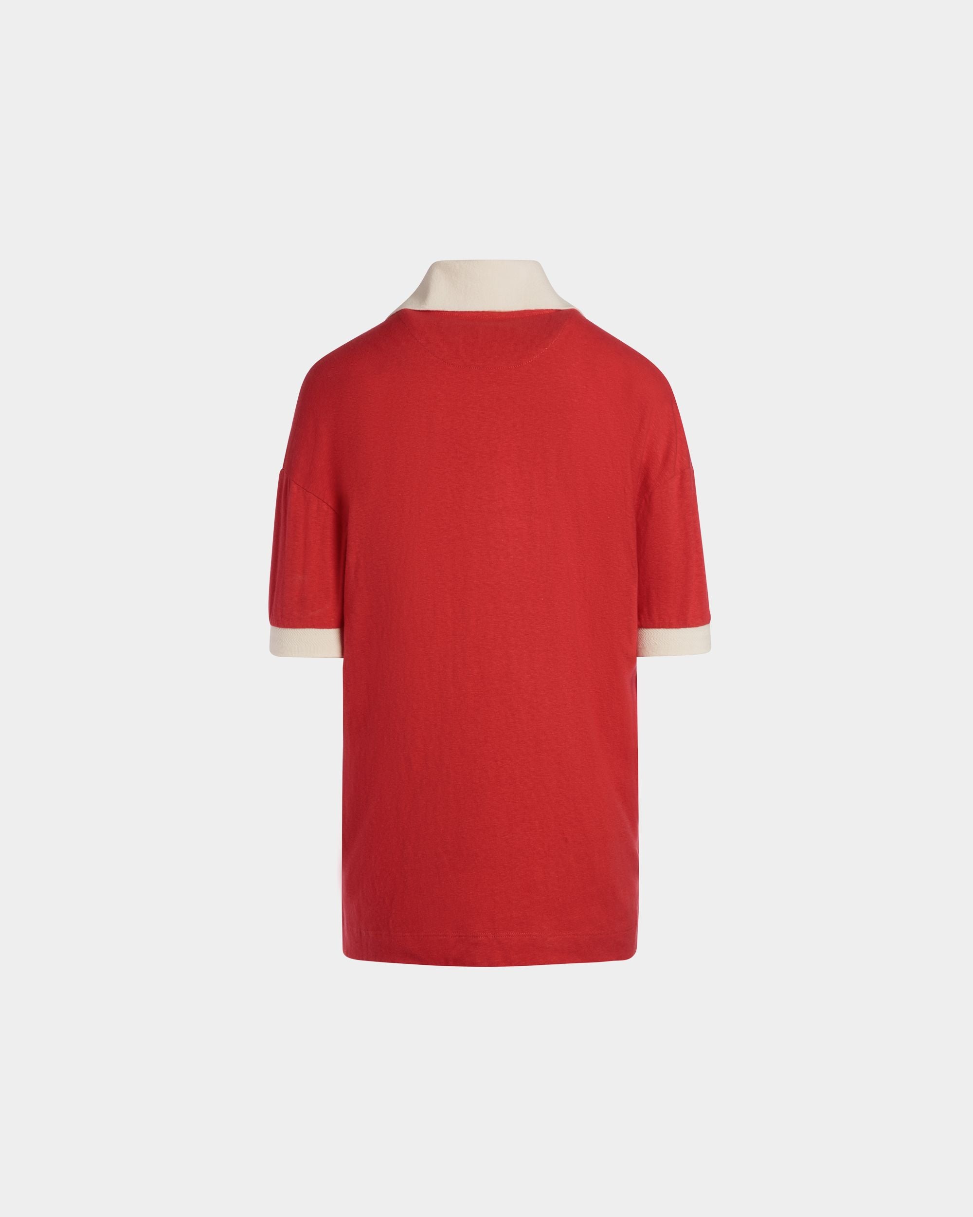 Polo With Bally Crest Logo in Red Cotton - Women's - Bally - 08