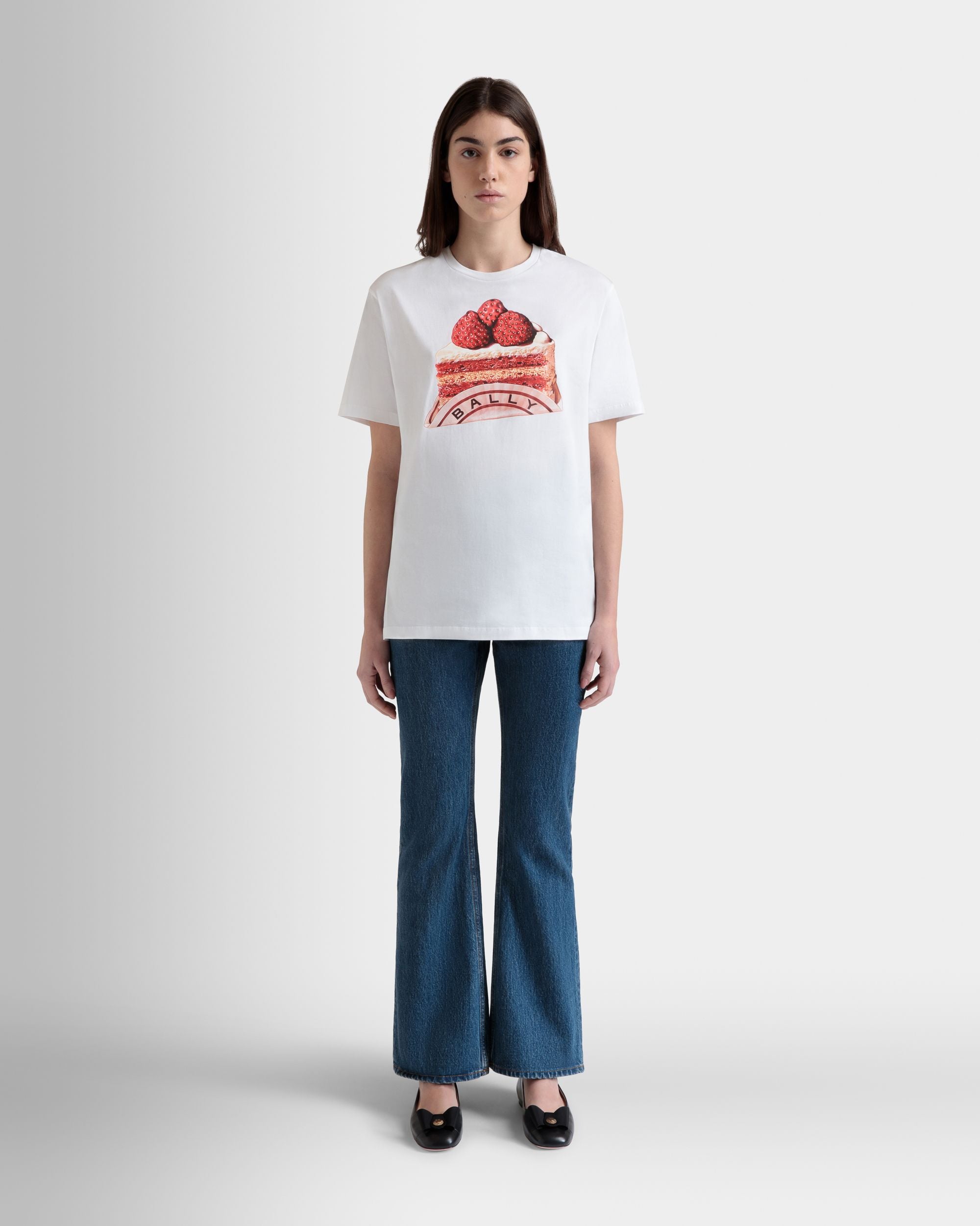 T-Shirt Aus Weißer Baumwolle Mit Bally-Cake-Print - Donna - Bally - 02