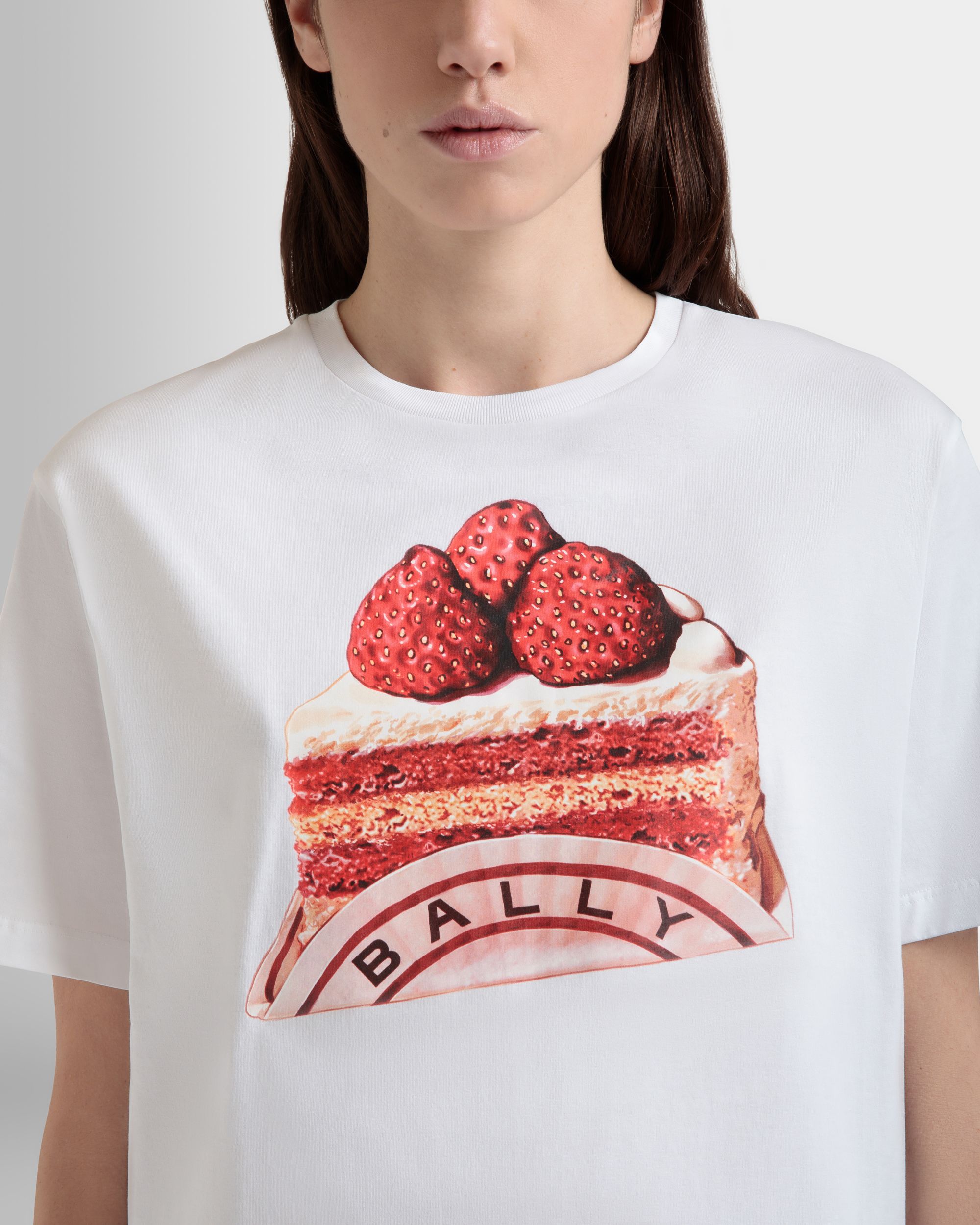 T-Shirt En Coton Blanc Avec Imprimé Bally Cake - Femme - Bally - 03