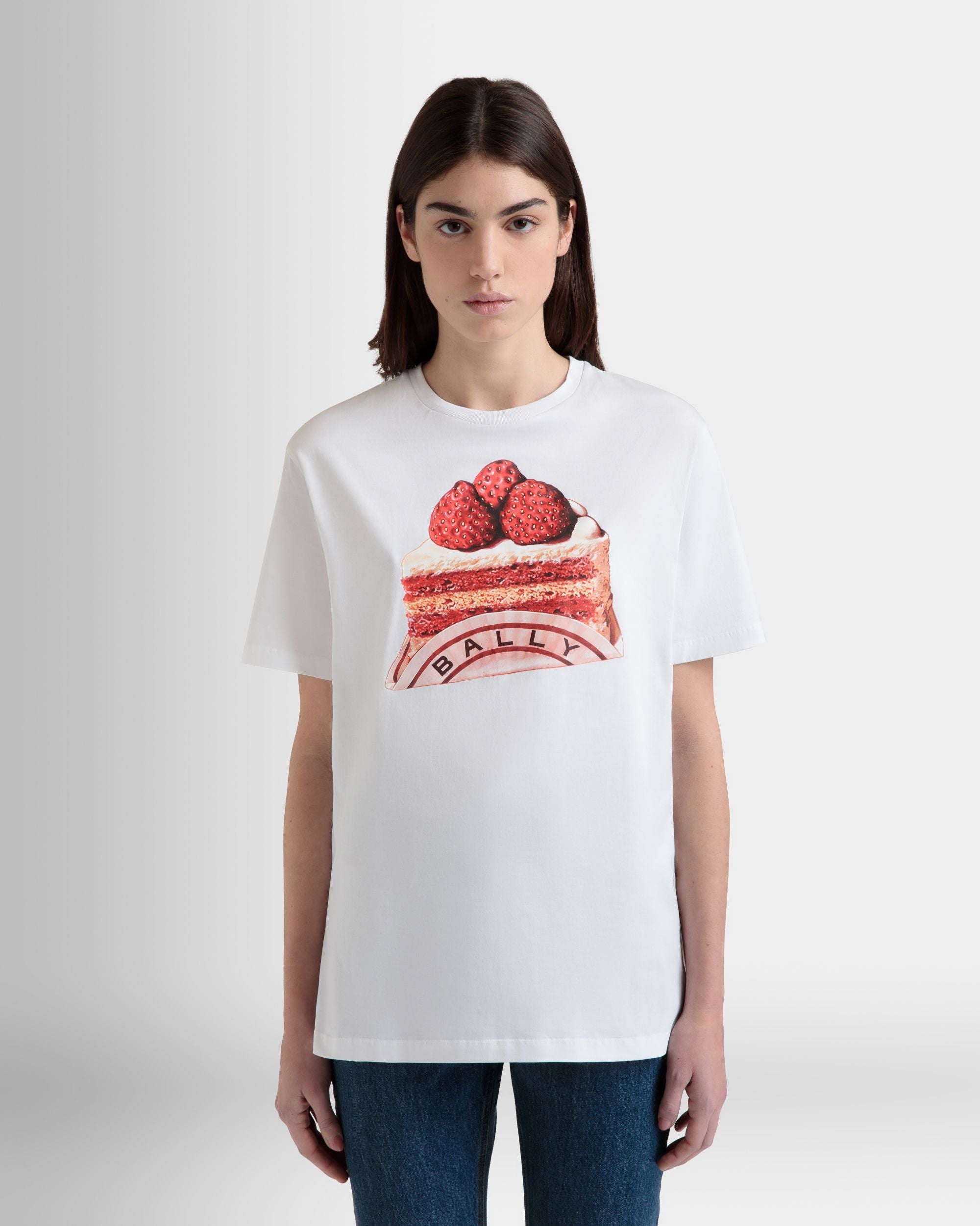 T-Shirt En Coton Blanc Avec Imprimé Bally Cake - Femme - Bally - 08