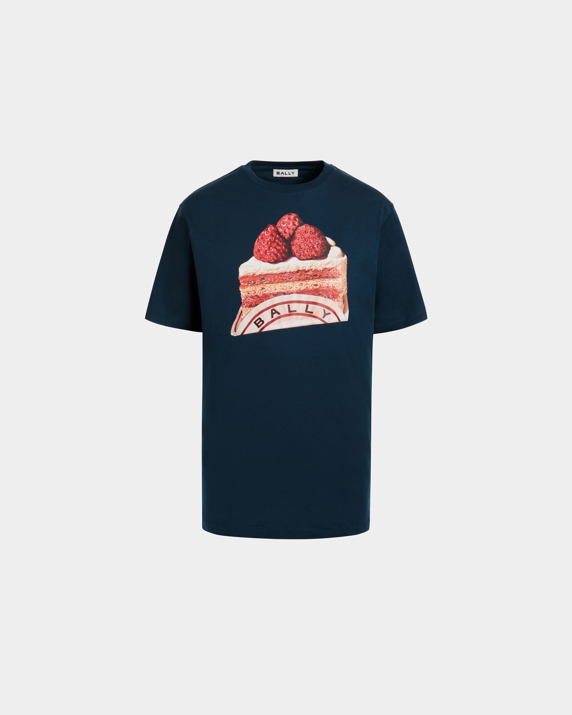 T-Shirt In Cotone Navy Blue Con Stampa Bally Cake - Donna - Bally - 01