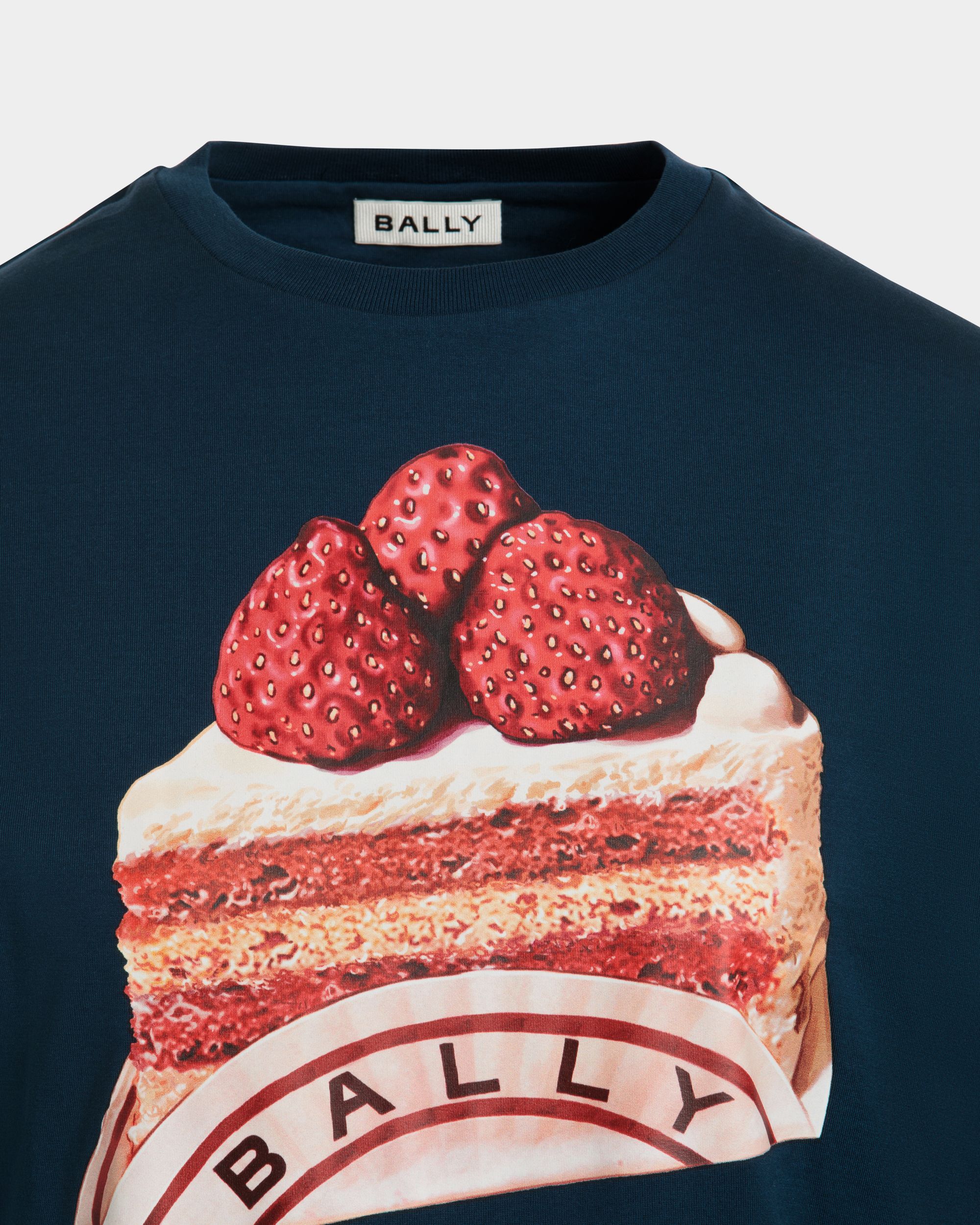 T-Shirt In Cotone Navy Blue Con Stampa Bally Cake - Donna - Bally - 04