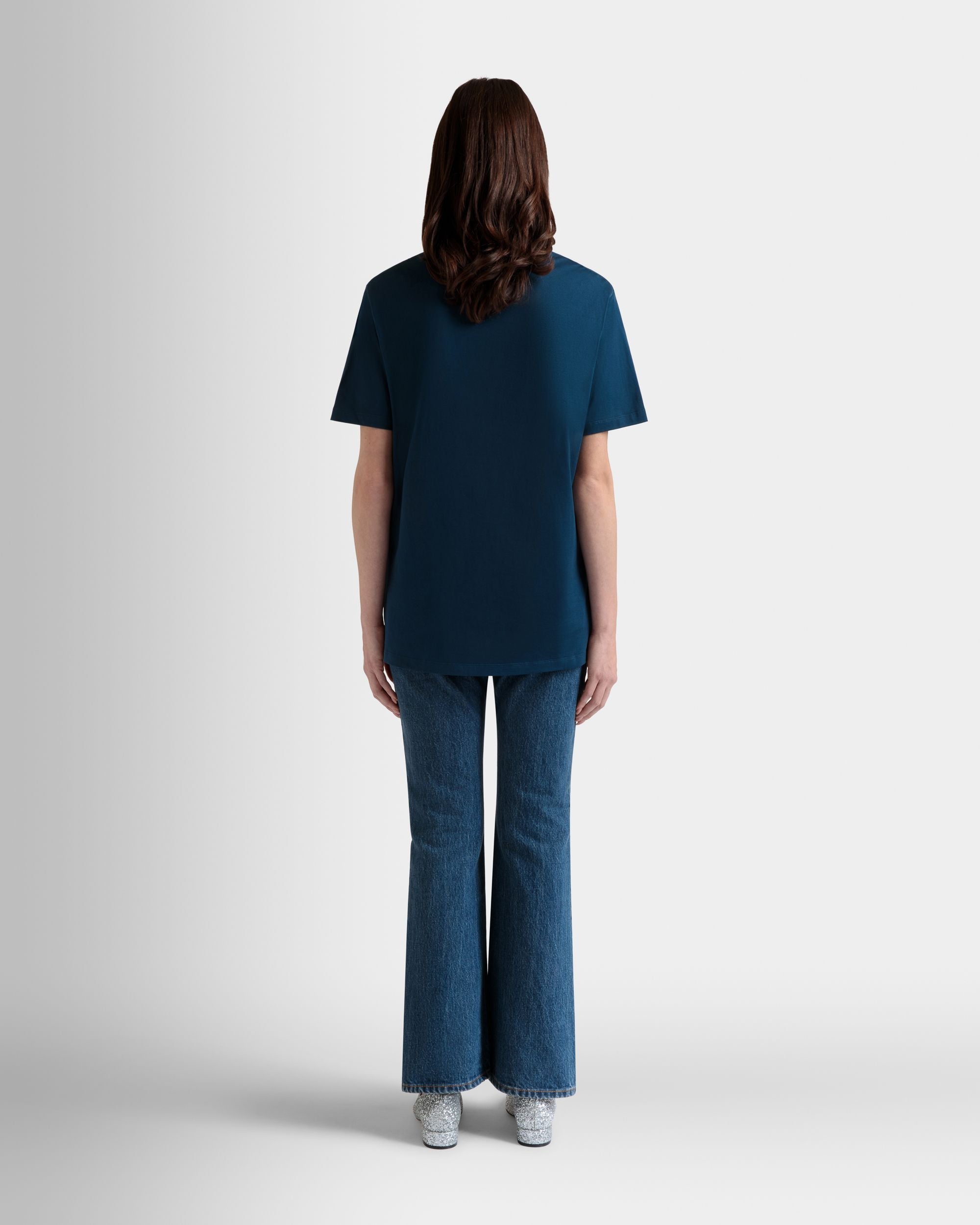 T-Shirt In Cotone Navy Blue Con Stampa Bally Cake - Donna - Bally - 06