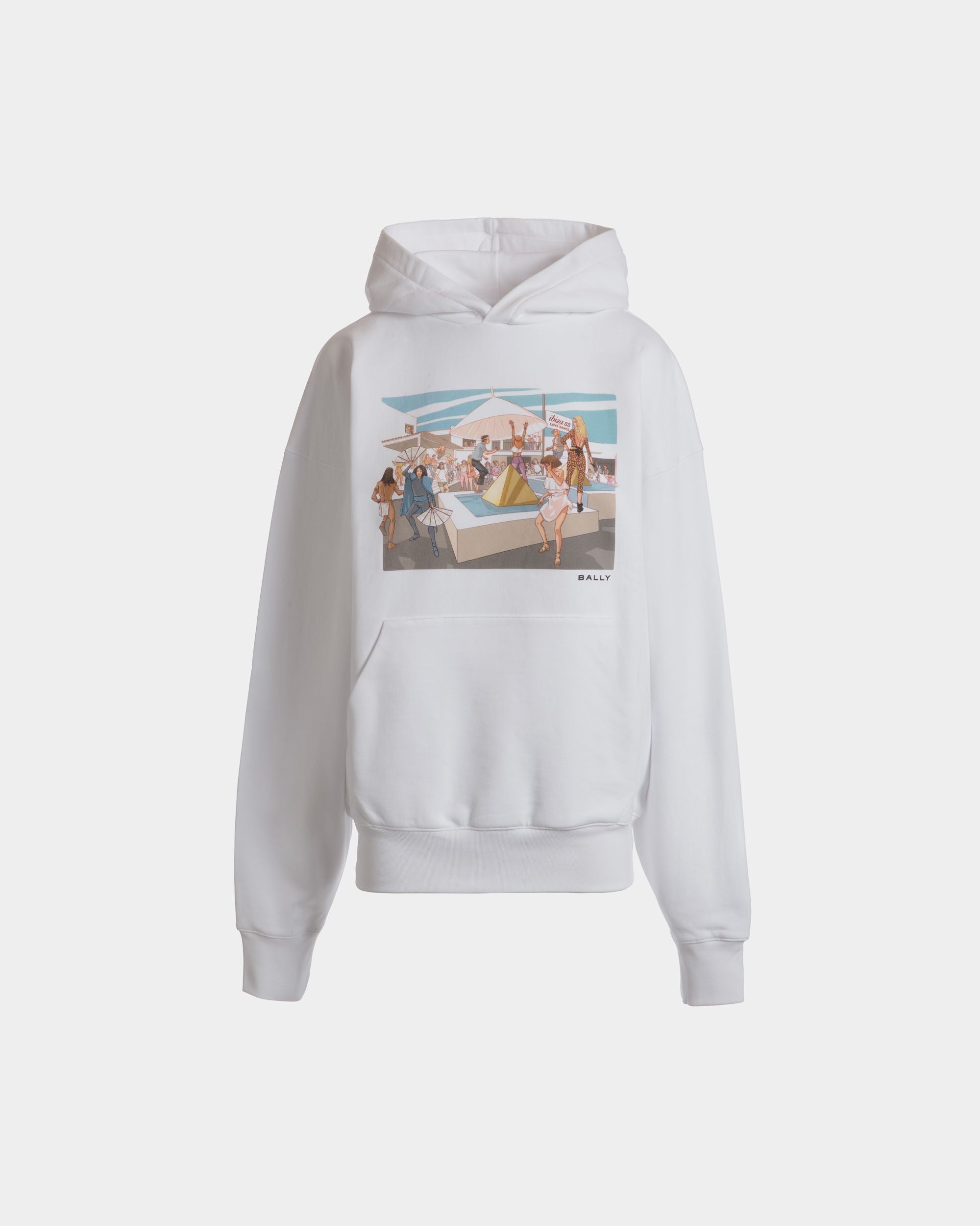 Felpa Con Cappuccio DJ Leo Mas X Bally In Cotone Bianco Con Stampa Dancing Amnesia - Donna - Bally - 01