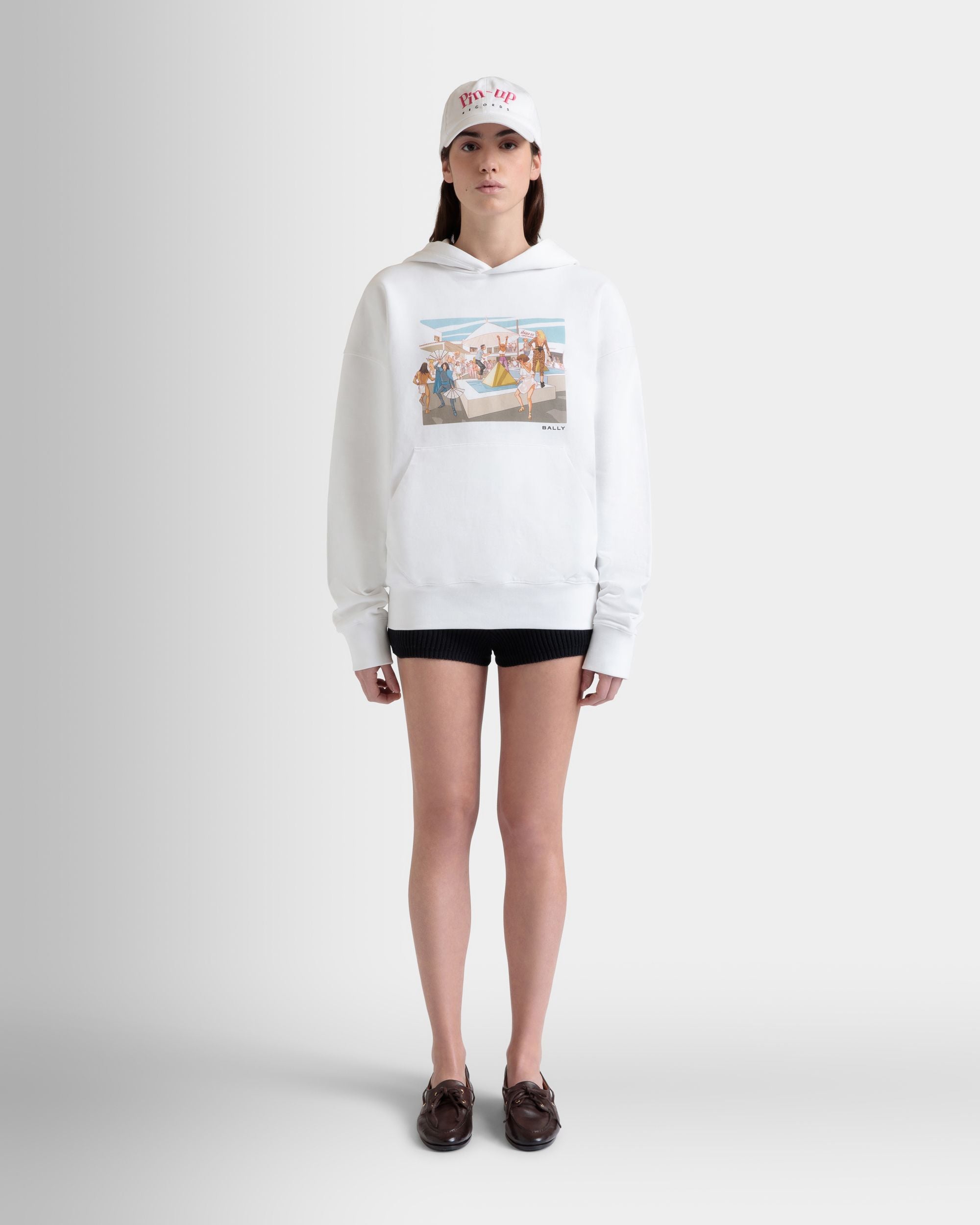 Felpa Con Cappuccio DJ Leo Mas X Bally In Cotone Bianco Con Stampa Dancing Amnesia - Donna - Bally - 02