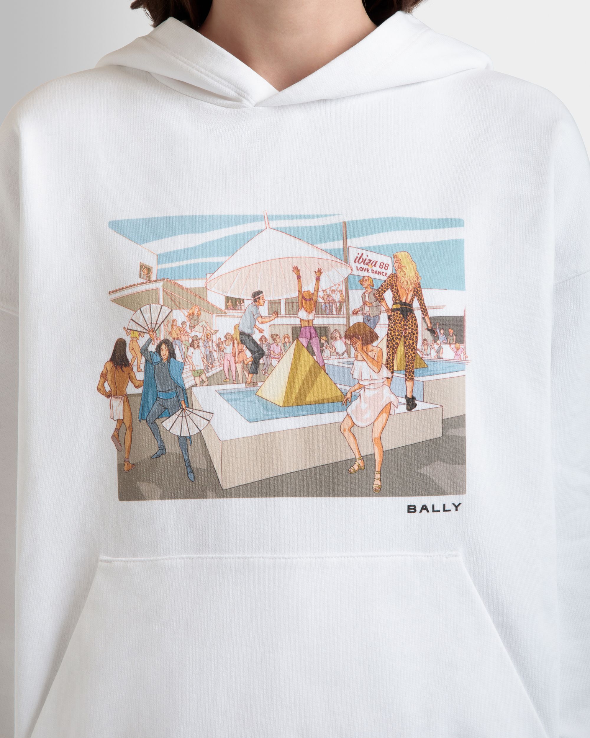 Felpa Con Cappuccio DJ Leo Mas X Bally In Cotone Bianco Con Stampa Dancing Amnesia - Donna - Bally - 03