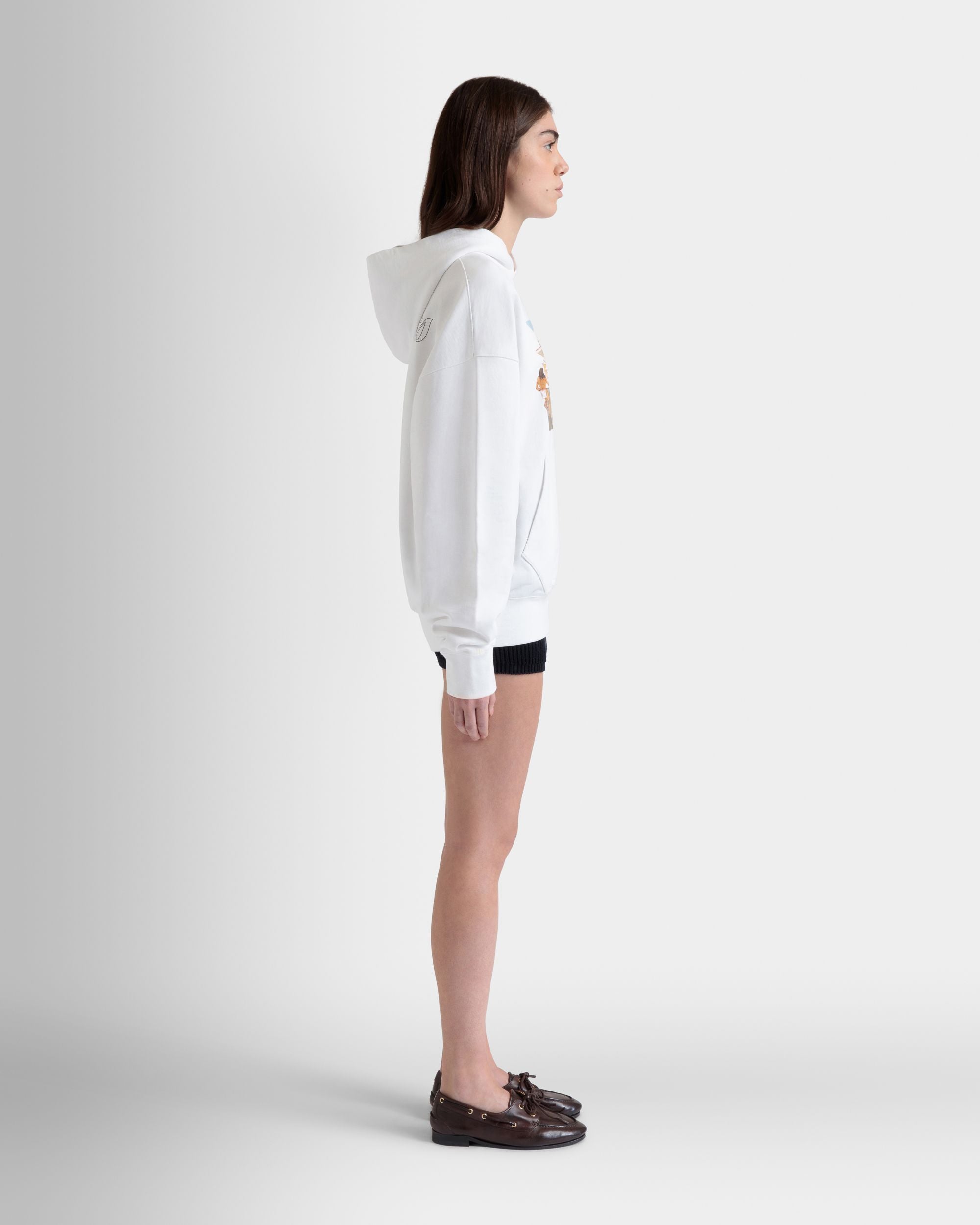 Felpa Con Cappuccio DJ Leo Mas X Bally In Cotone Bianco Con Stampa Dancing Amnesia - Donna - Bally - 05