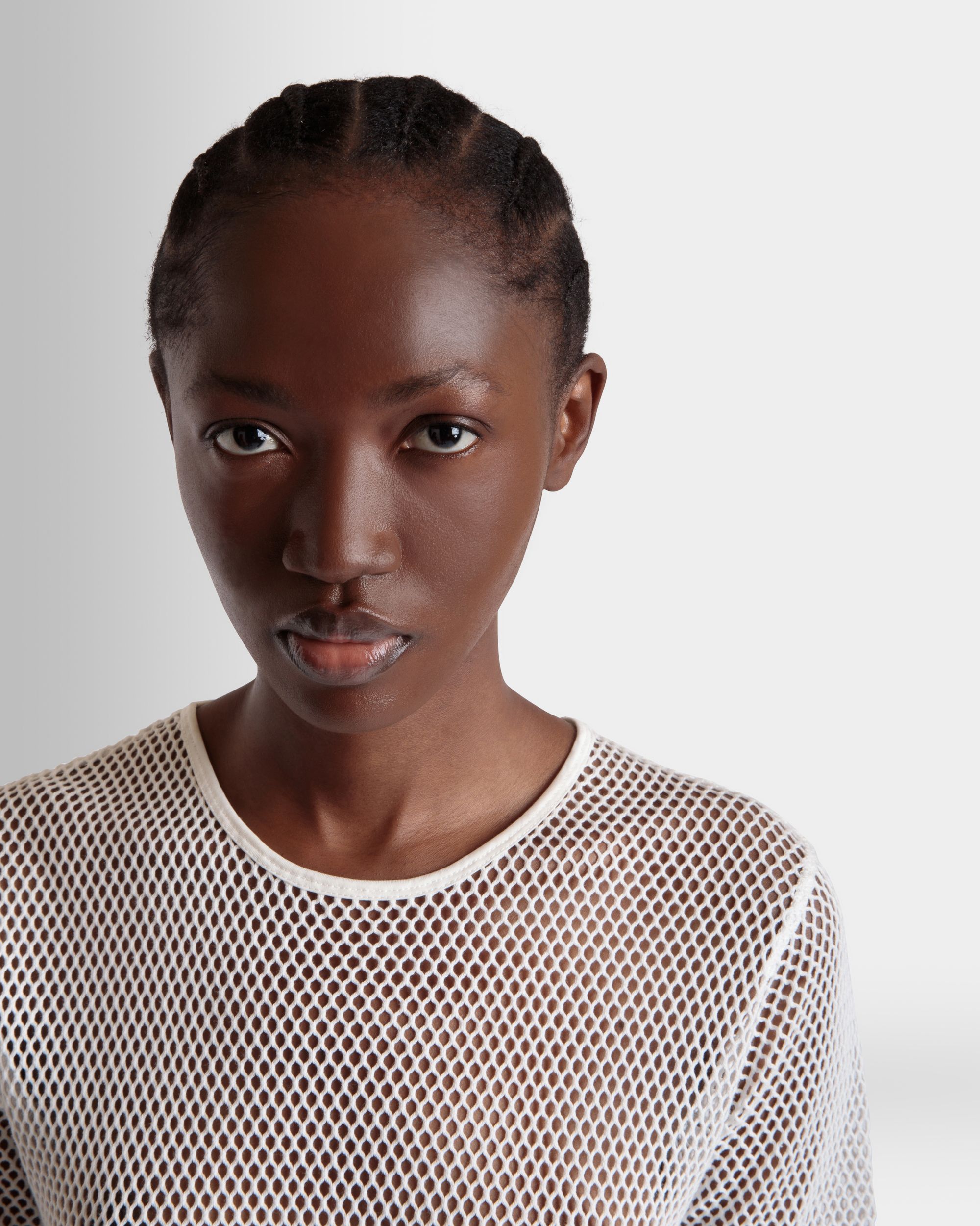 T-Shirt En Mesh De Coton Blanc - Femme - Bally - 03