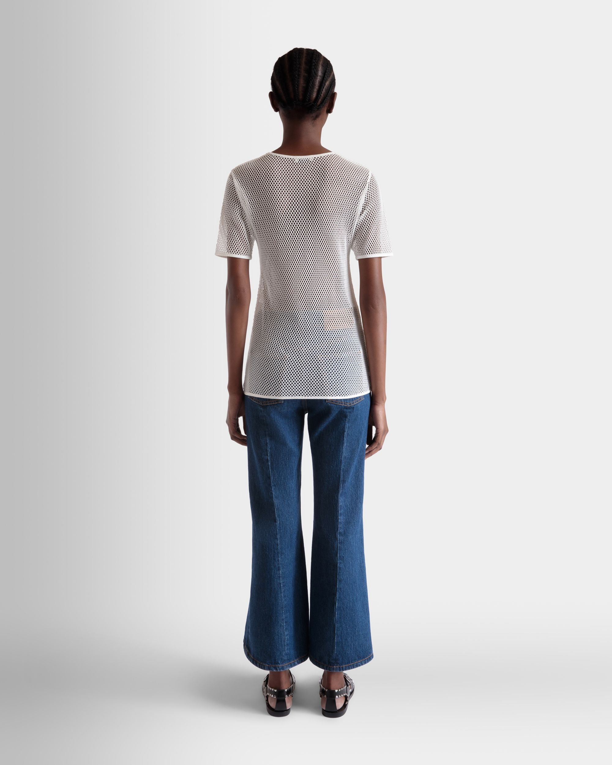 T-Shirt En Mesh De Coton Blanc - Femme - Bally - 05