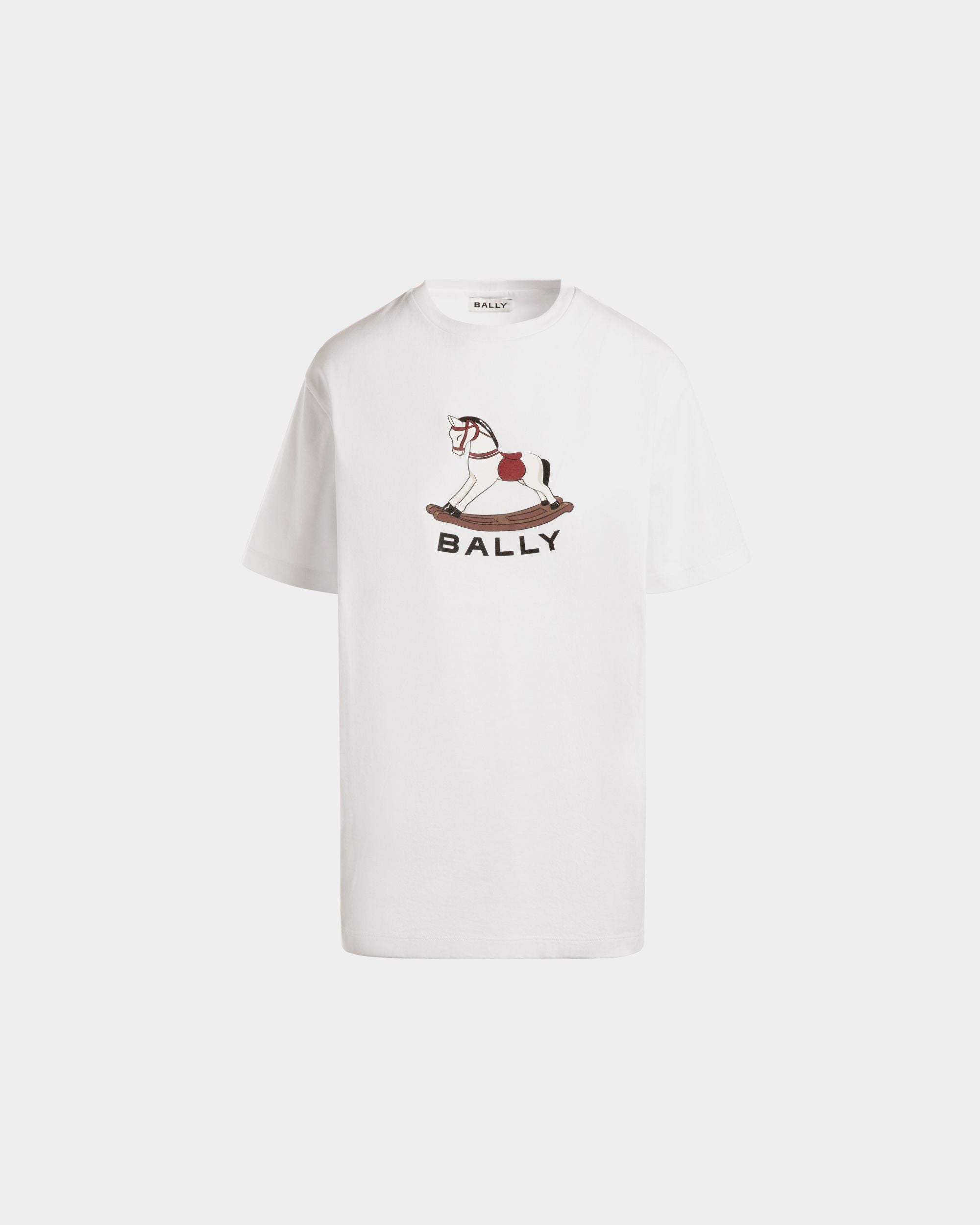 T-Shirt In Cotone Bianco Con Stampa Rocking Horse Di Beni Bischof - Donna - Bally - 01