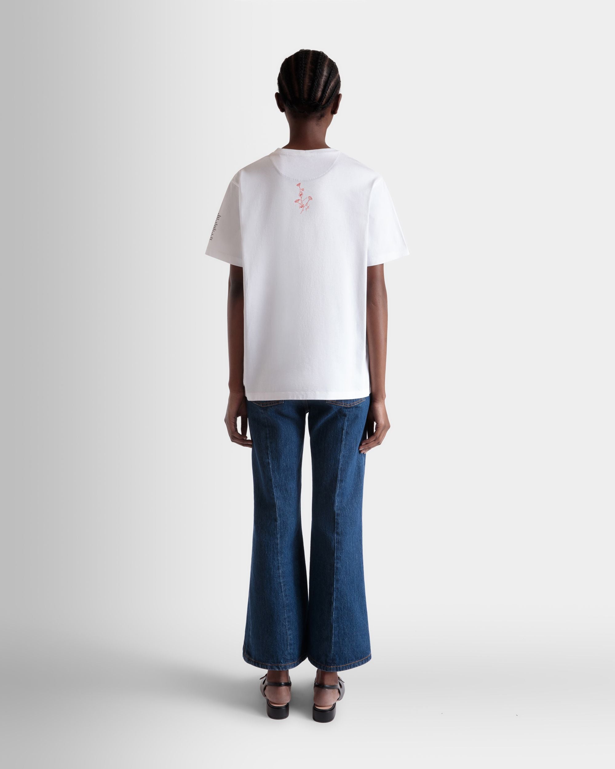 T-Shirt In Cotone Bianco Con Stampa Bally Collage - Donna - Bally - 06