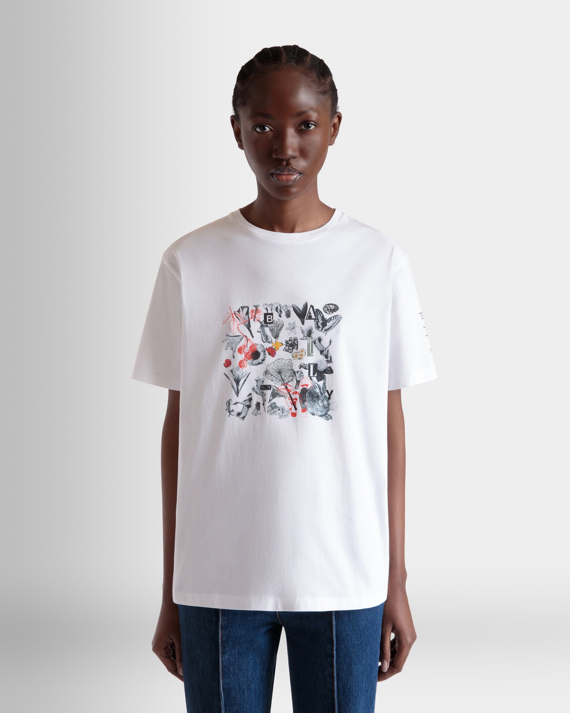 T-Shirt In Cotone Bianco Con Stampa Bally Collage - Donna - Bally - 08