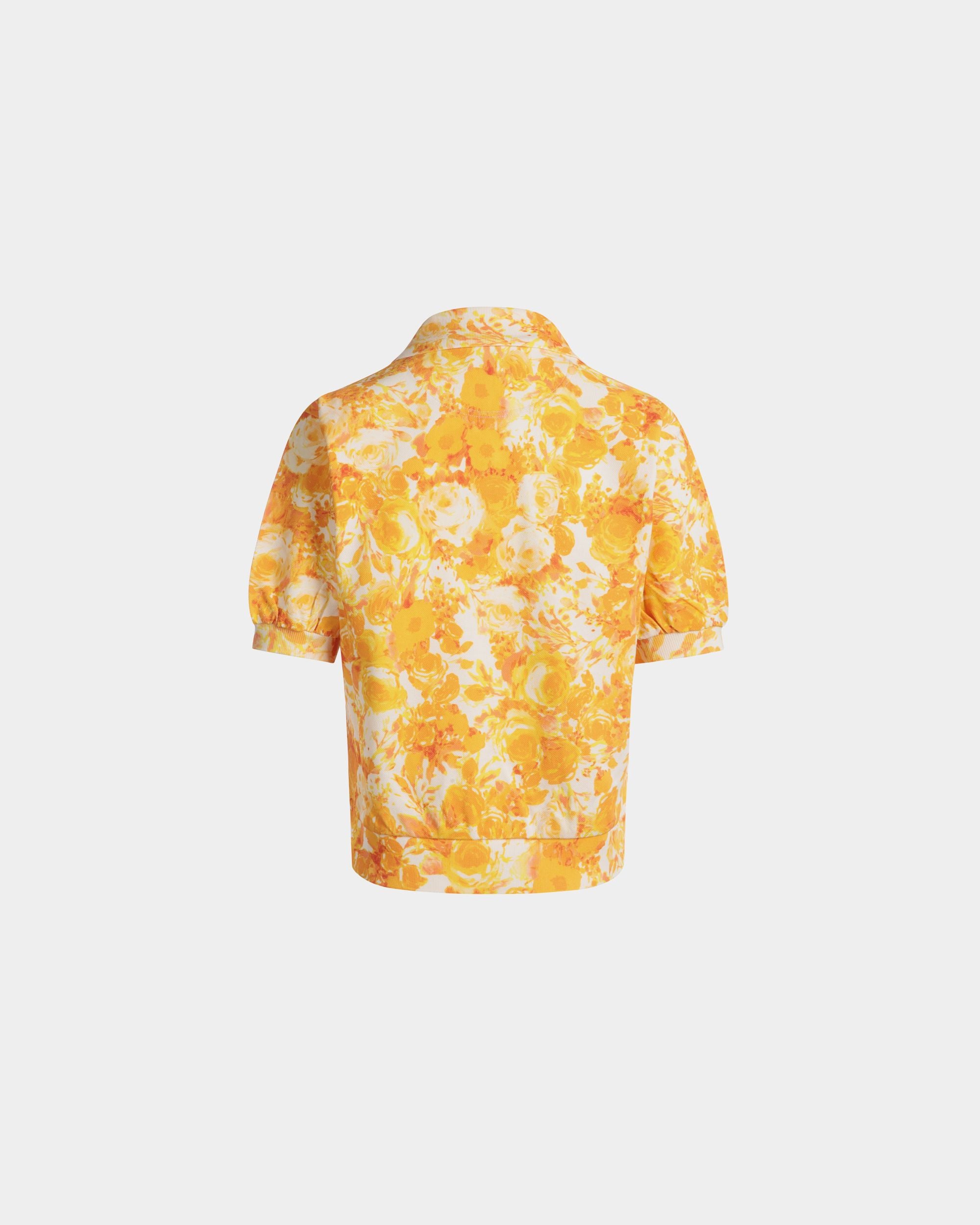 Poloshirt Aus Baumwolle Mit Rosengarten-Print In Koi Orange - Femme - Bally - 03