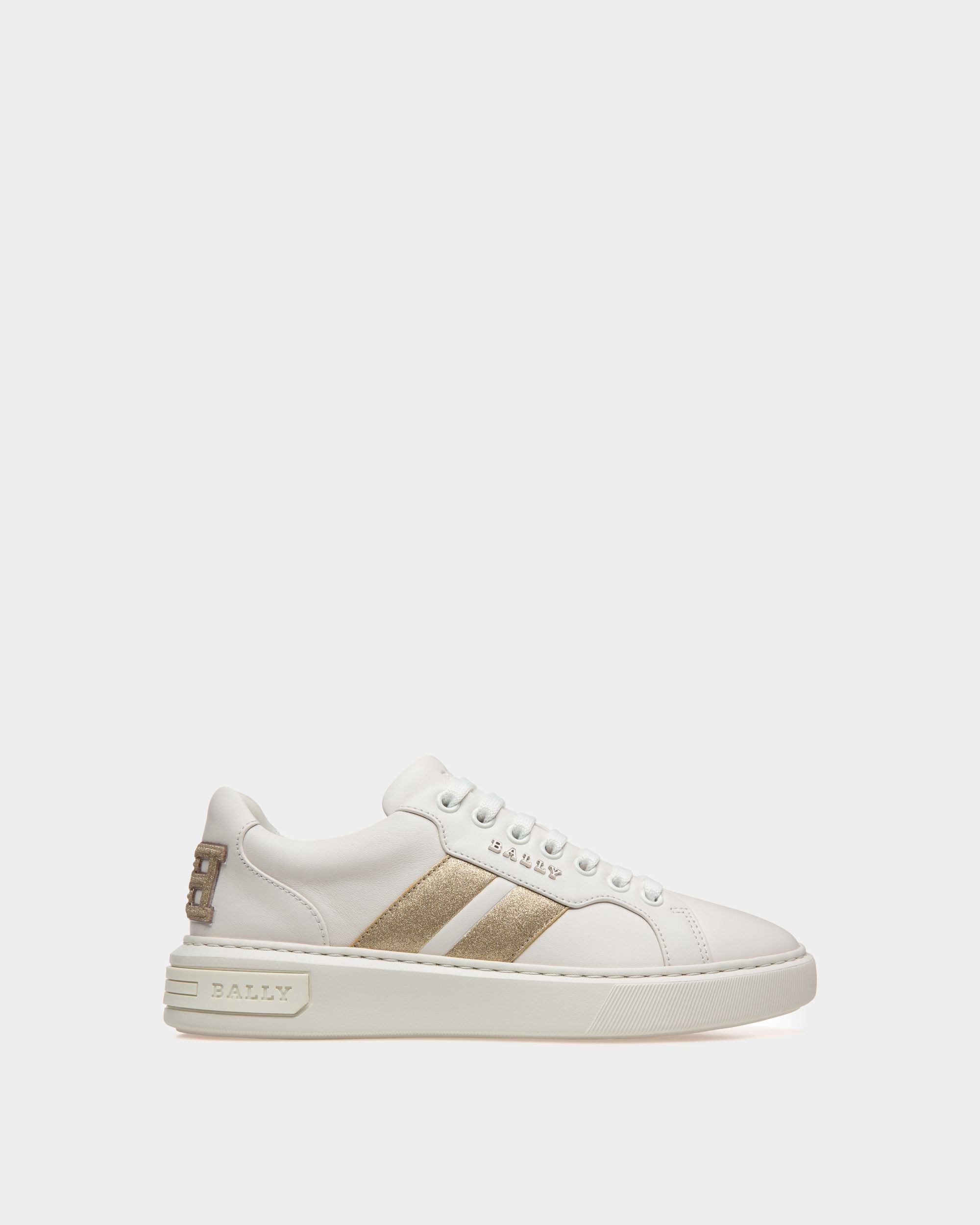Melany Sneaker In Pelle Bianca E Oro Giallo - Donna - Bally - 01