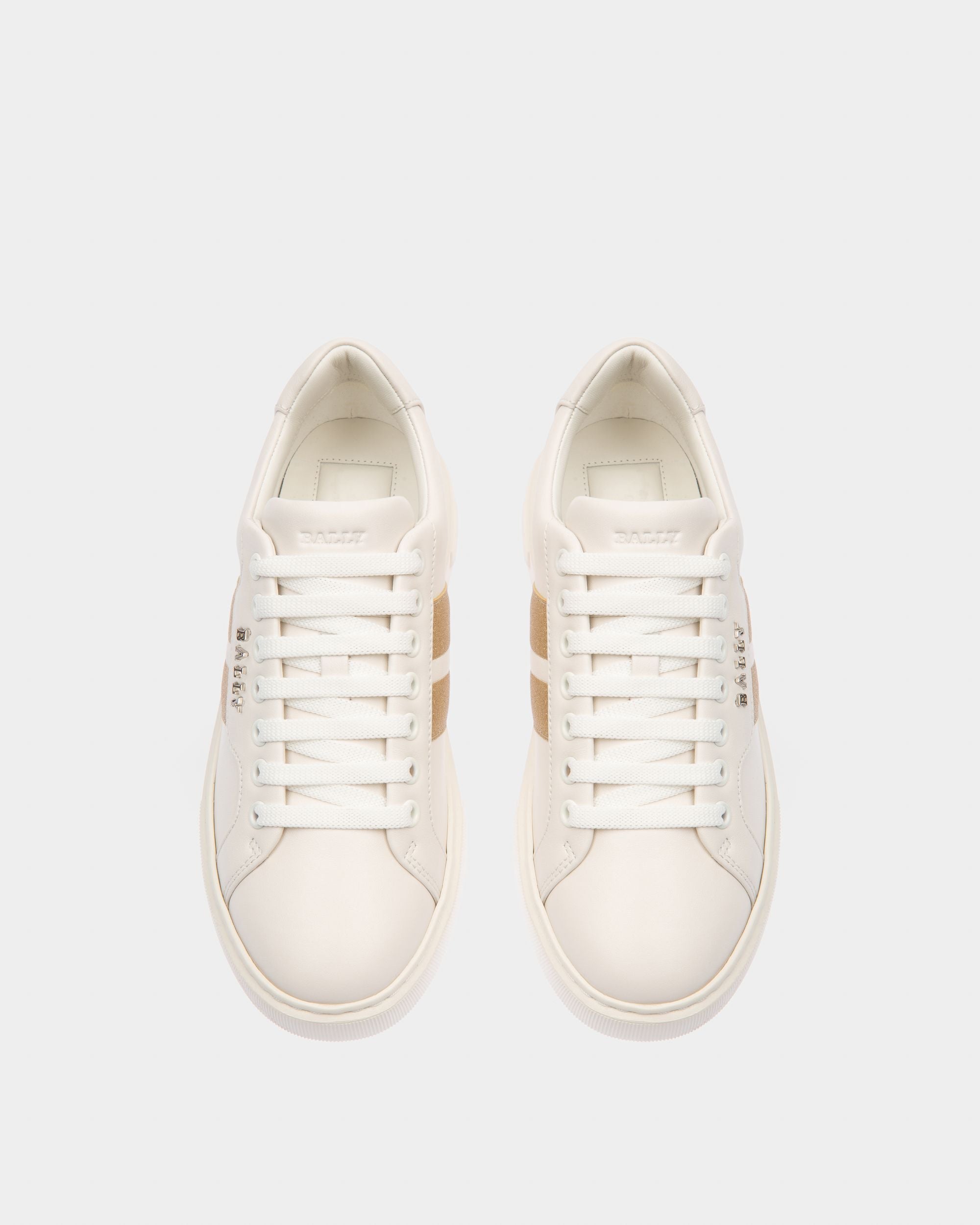 Melany Sneaker In Pelle Bianca E Oro Giallo - Donna - Bally - 02
