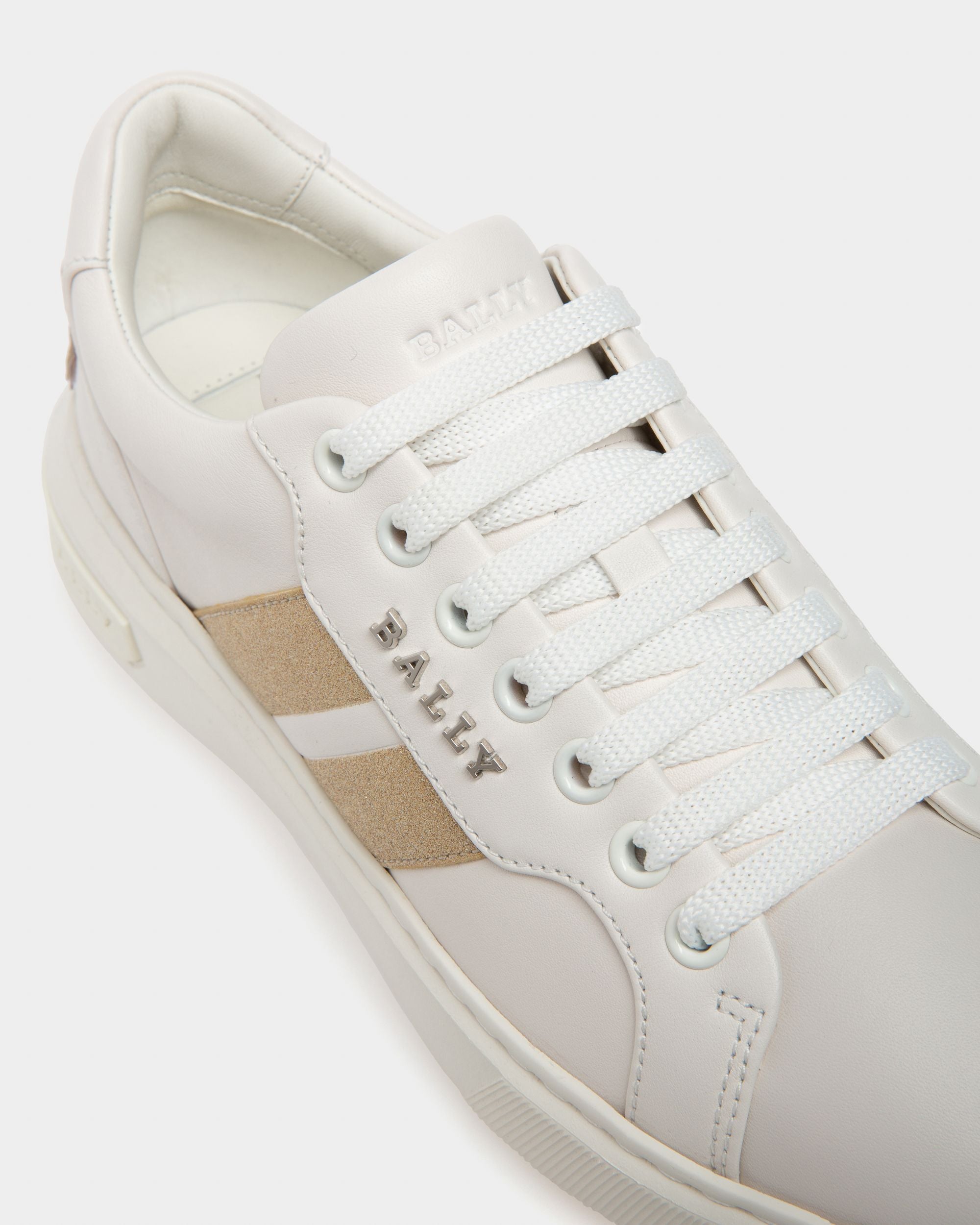 Melany Sneaker In Pelle Bianca E Oro Giallo - Donna - Bally - 05