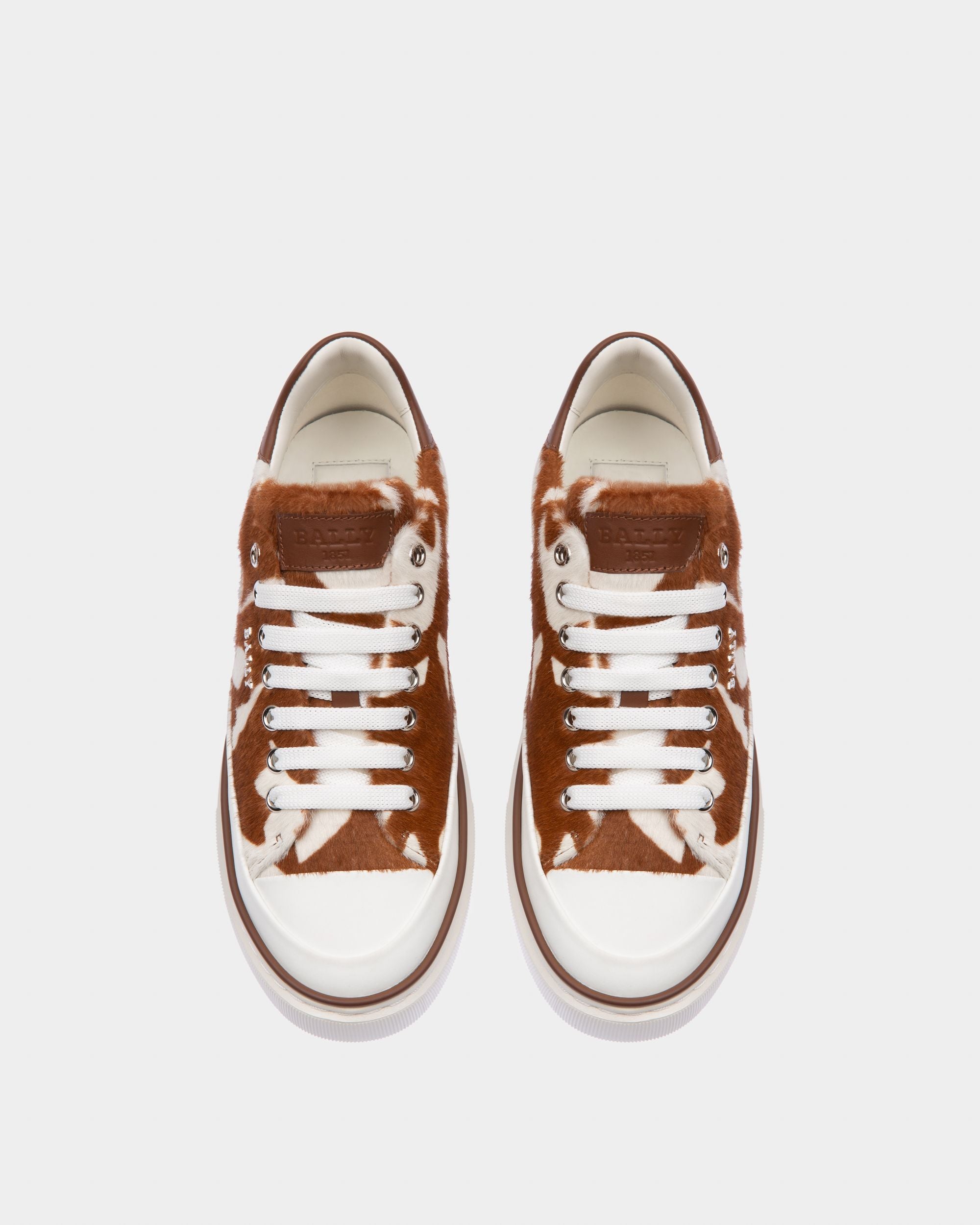 Maily Sneakers En Cuir Blanc Et Marron - Femme - Bally - 02