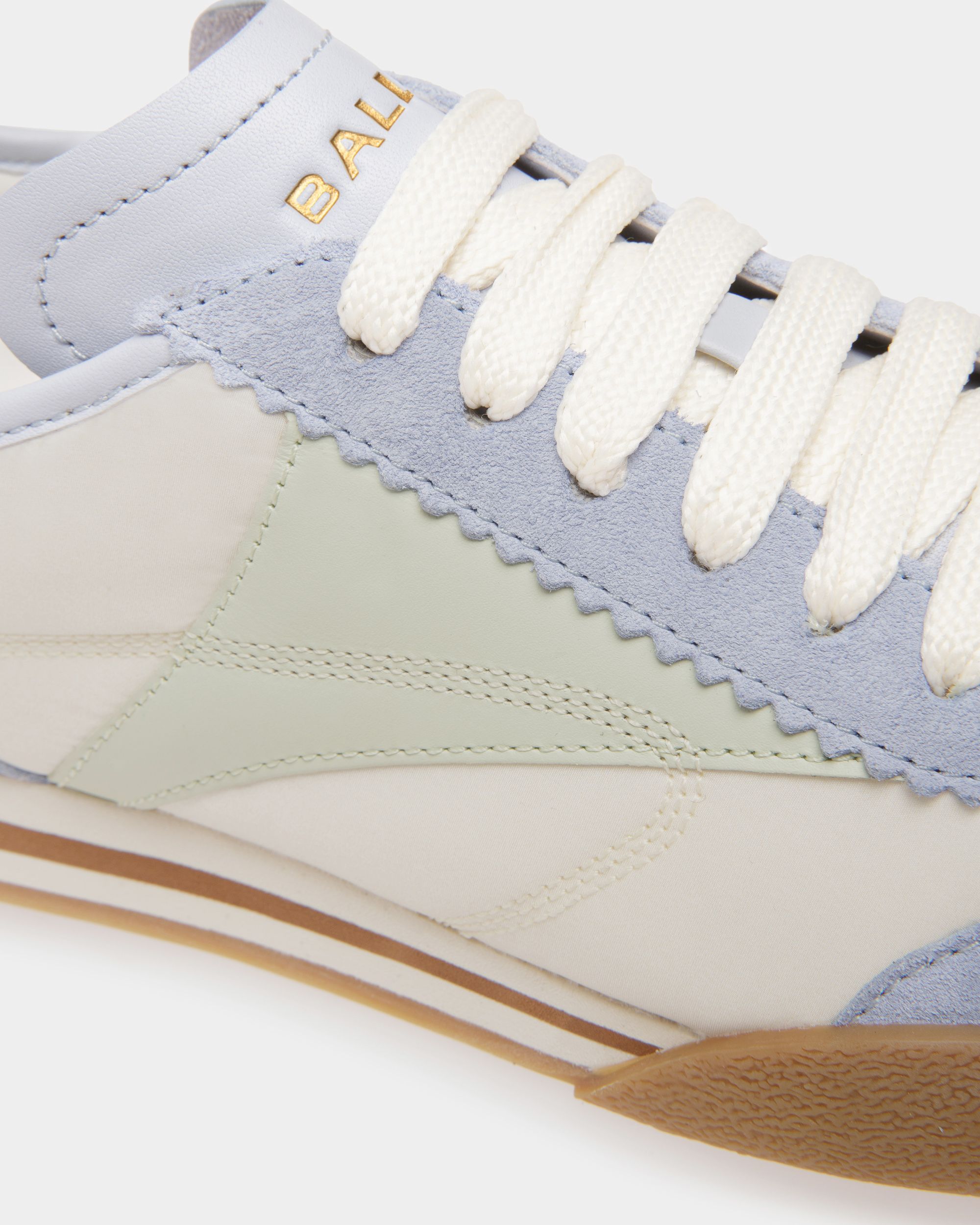 Sneaker Sussex En Tissu Ivoire Et Cuir Bleu Clair Avec Daim Sauge - Femme - Bally - 05