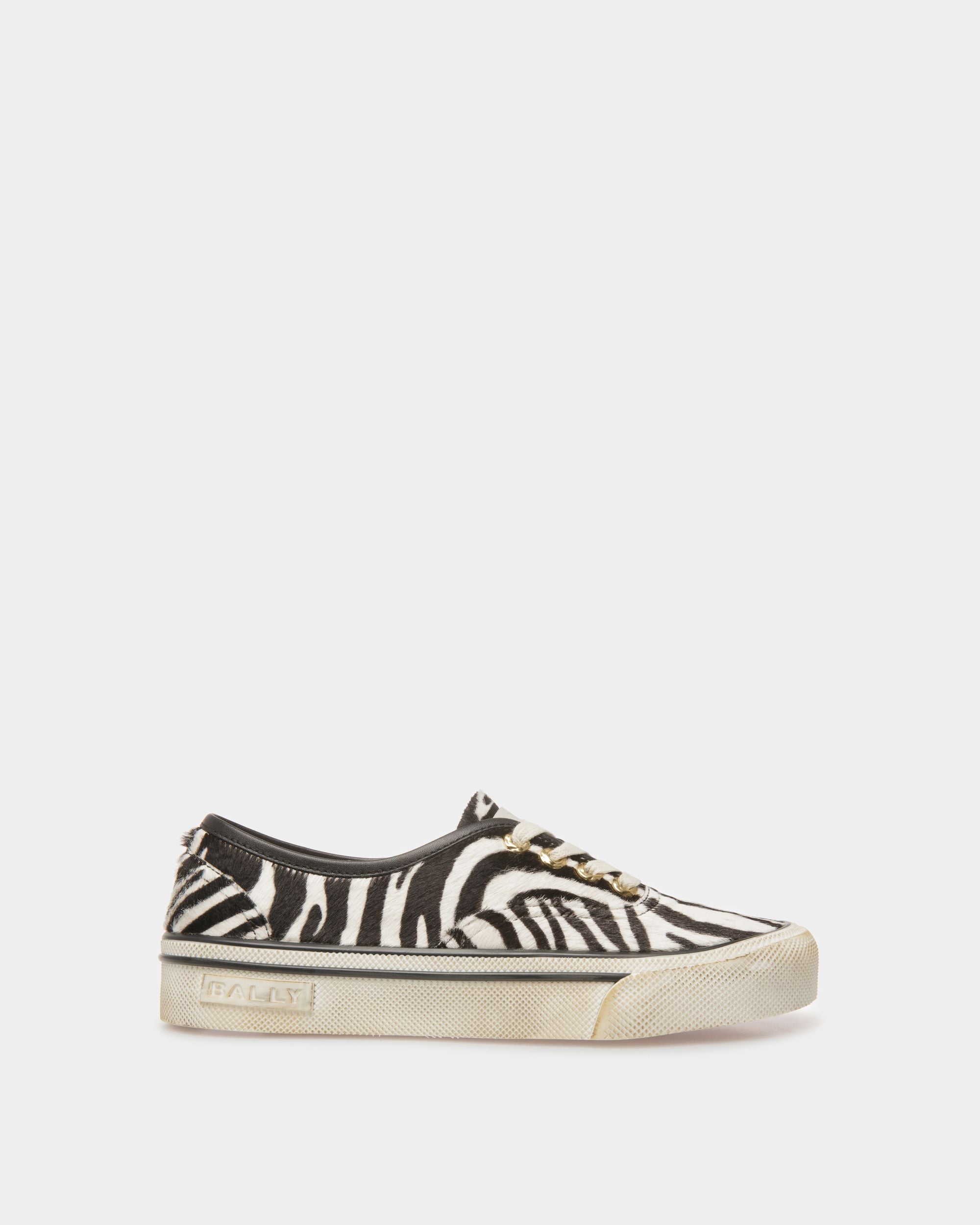 Santa Ana Sneakers Aus Kalbsleder Mit Fell In Weiß Und Schwarz - Damen - Bally - 01
