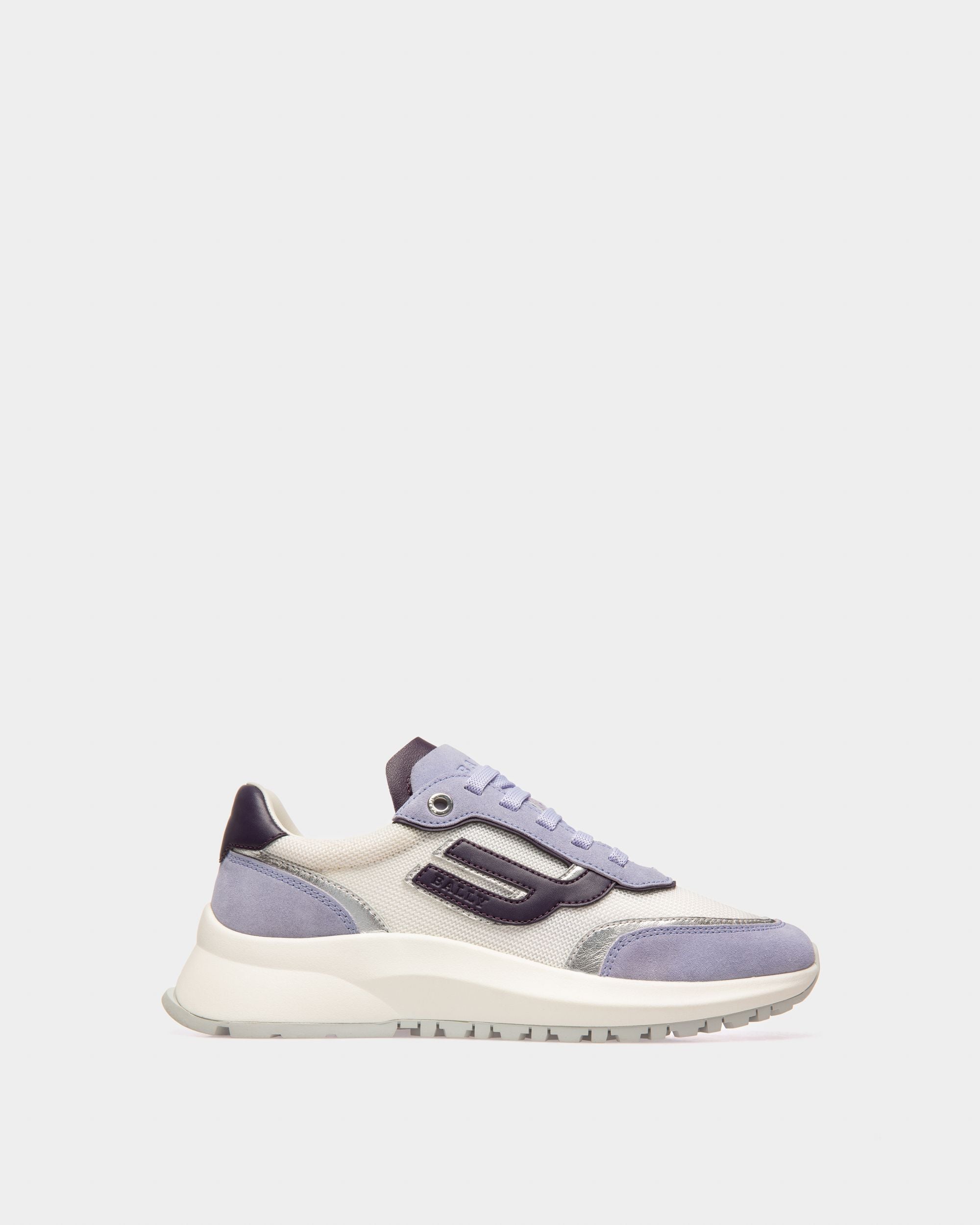 Sneaker Outline En Nylon Blanc Et Cuir Violet - Femme - Bally - 01