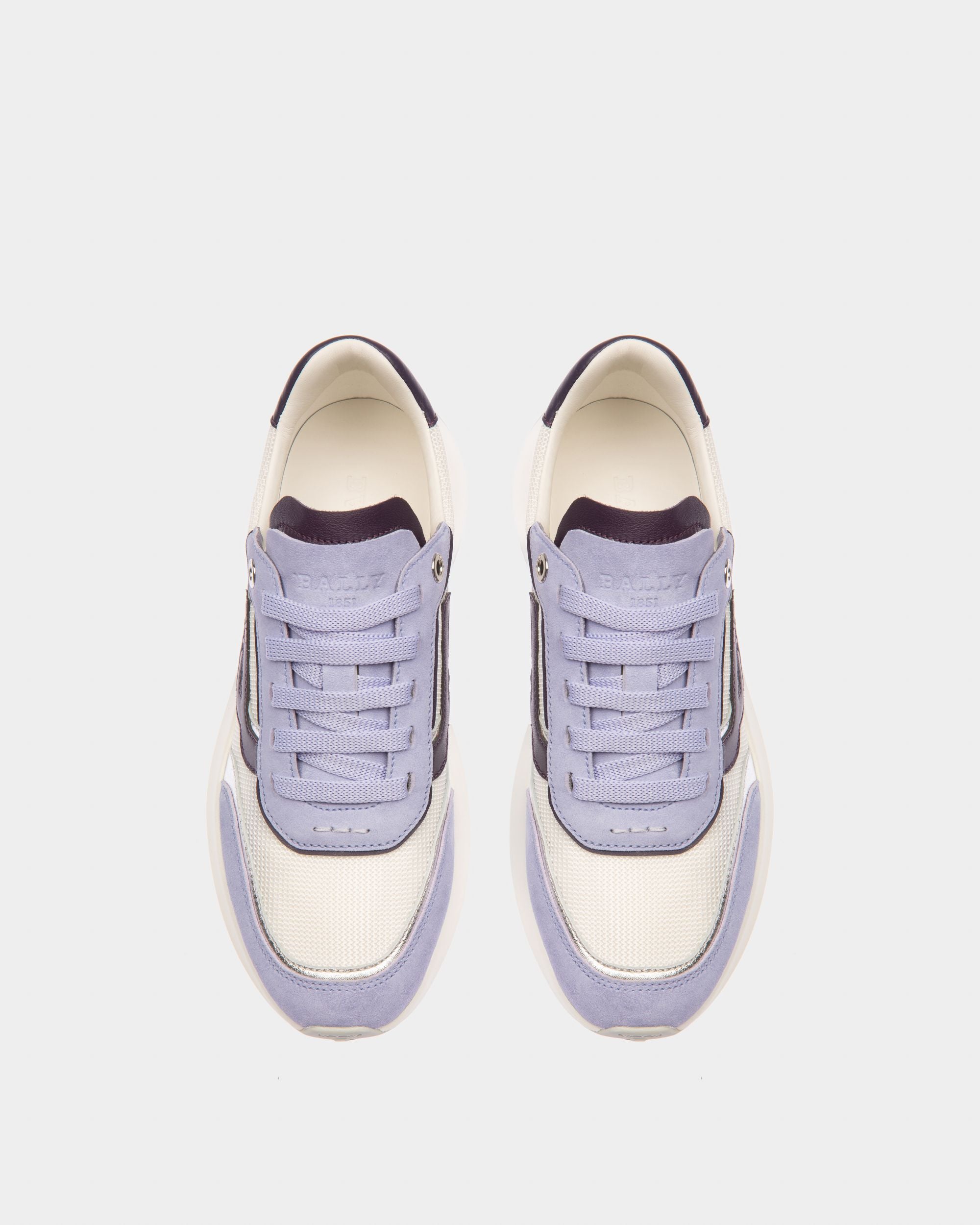 Sneaker Outline En Nylon Blanc Et Cuir Violet - Femme - Bally - 02
